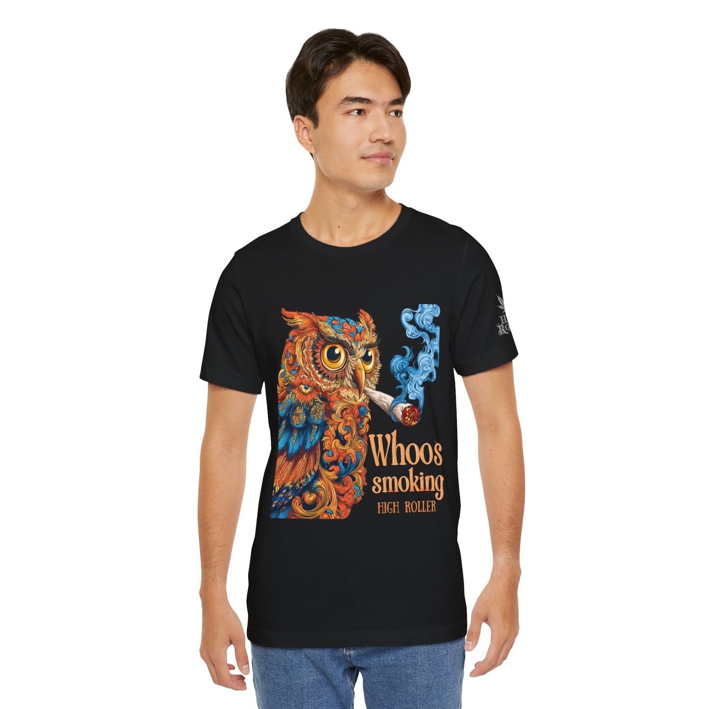 Whoos Smoking Owl Tee - Wise Cannabis Art Design | High Roller