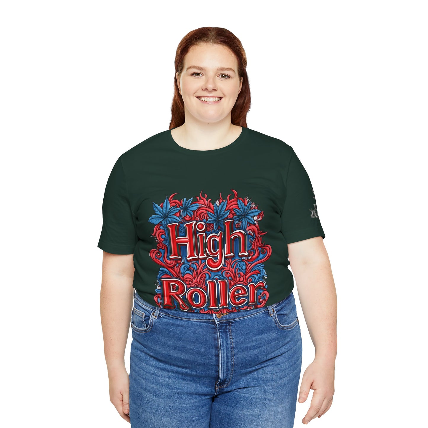 High Roller Ornate Logo Tee - Cannabis Typography Art Design | High Roller
