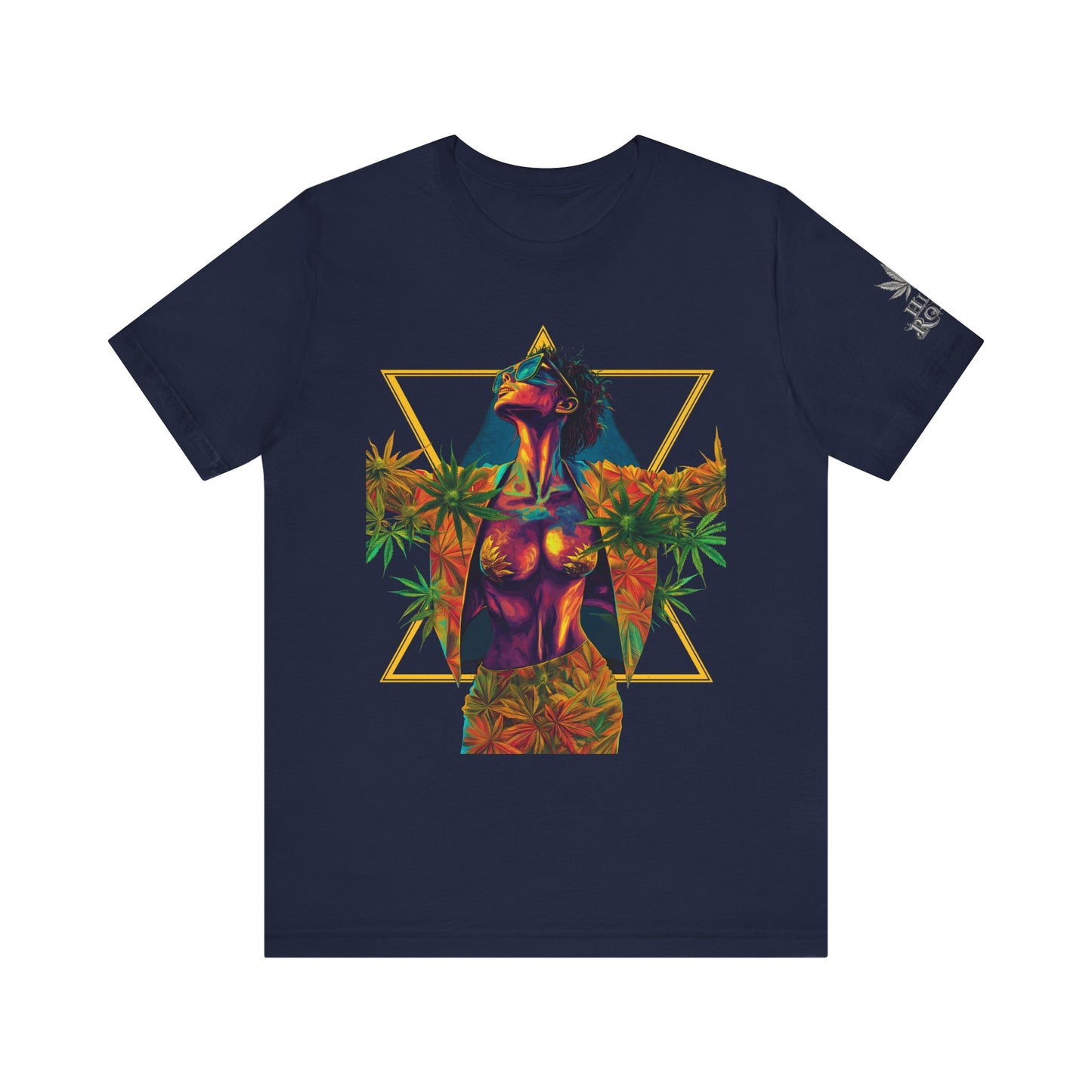 Sacred Geometry Cannabis Goddess Tee - Psychedelic Beauty Art Design | High Roller