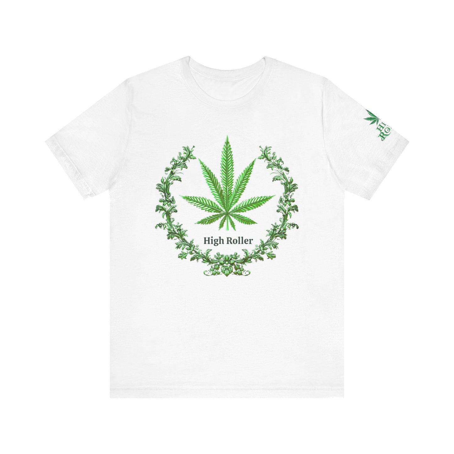 Cannabis Crest Wreath Tee - Botanical Elegance Art Design | High Roller