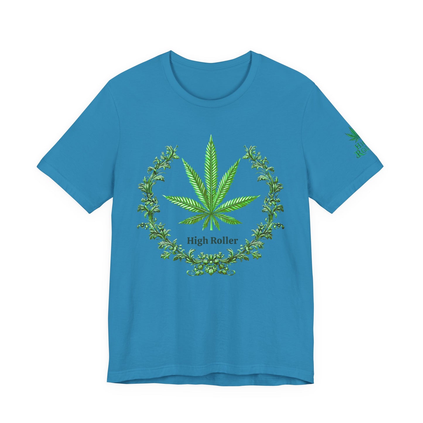 Cannabis Crest Wreath Tee - Botanical Elegance Art Design | High Roller
