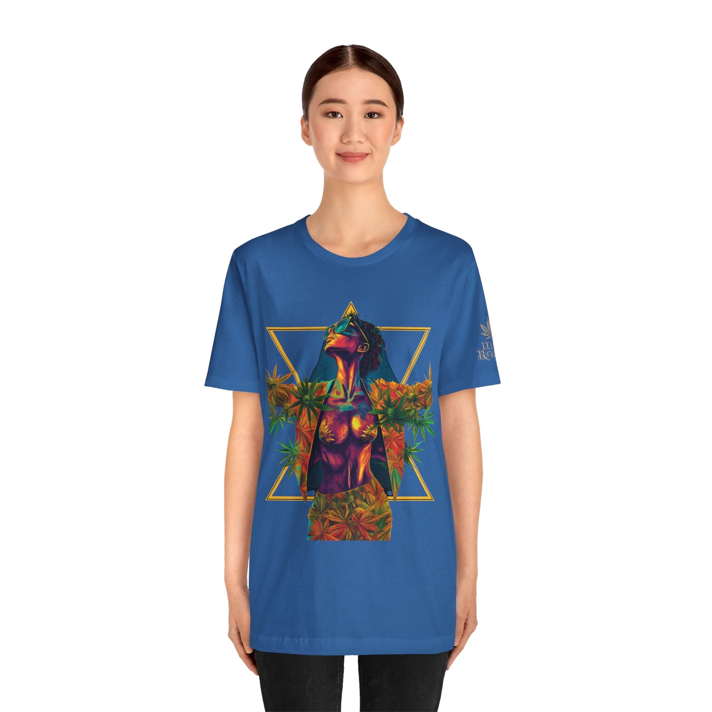 Sacred Geometry Cannabis Goddess Tee - Psychedelic Beauty Art Design | High Roller