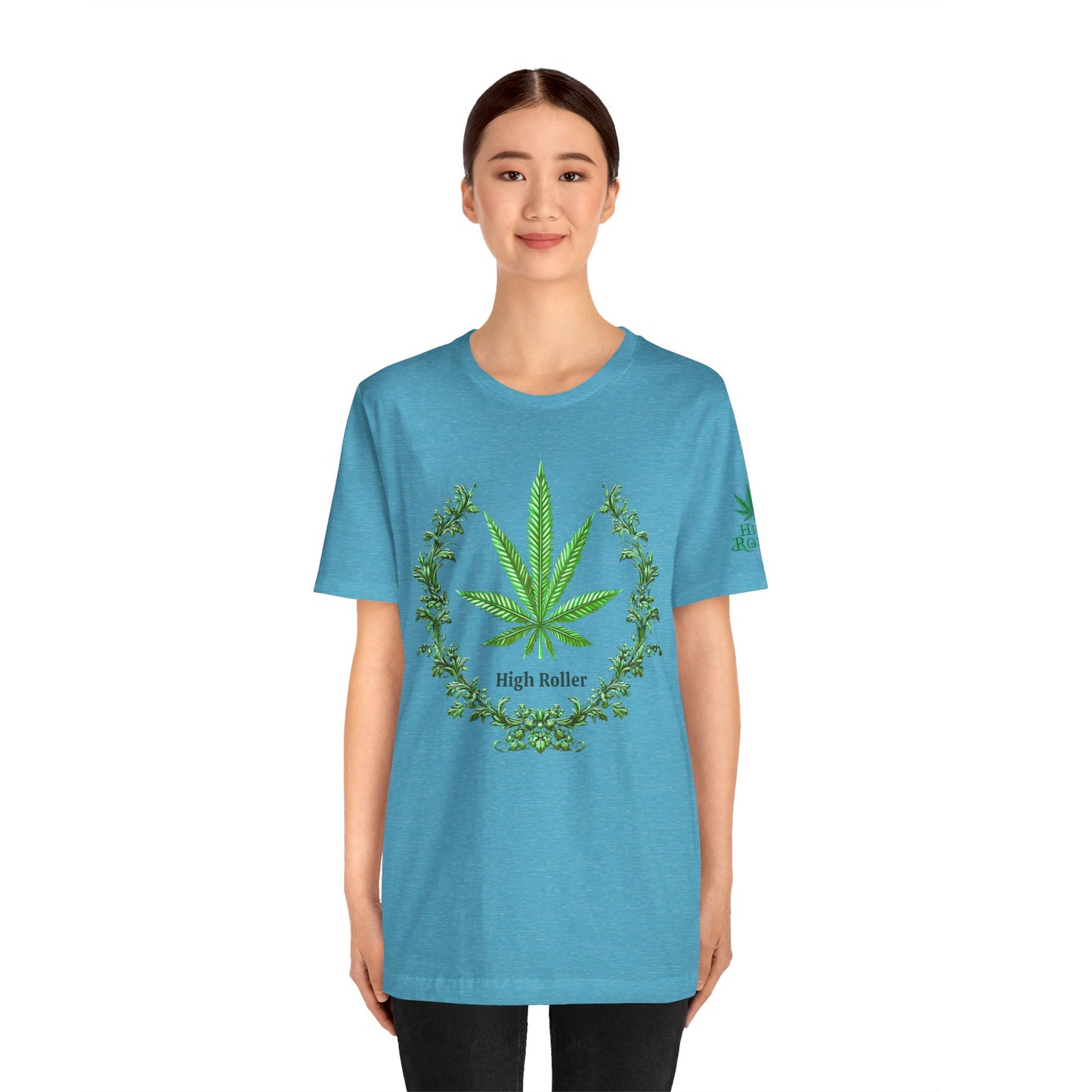 Cannabis Crest Wreath Tee - Botanical Elegance Art Design | High Roller