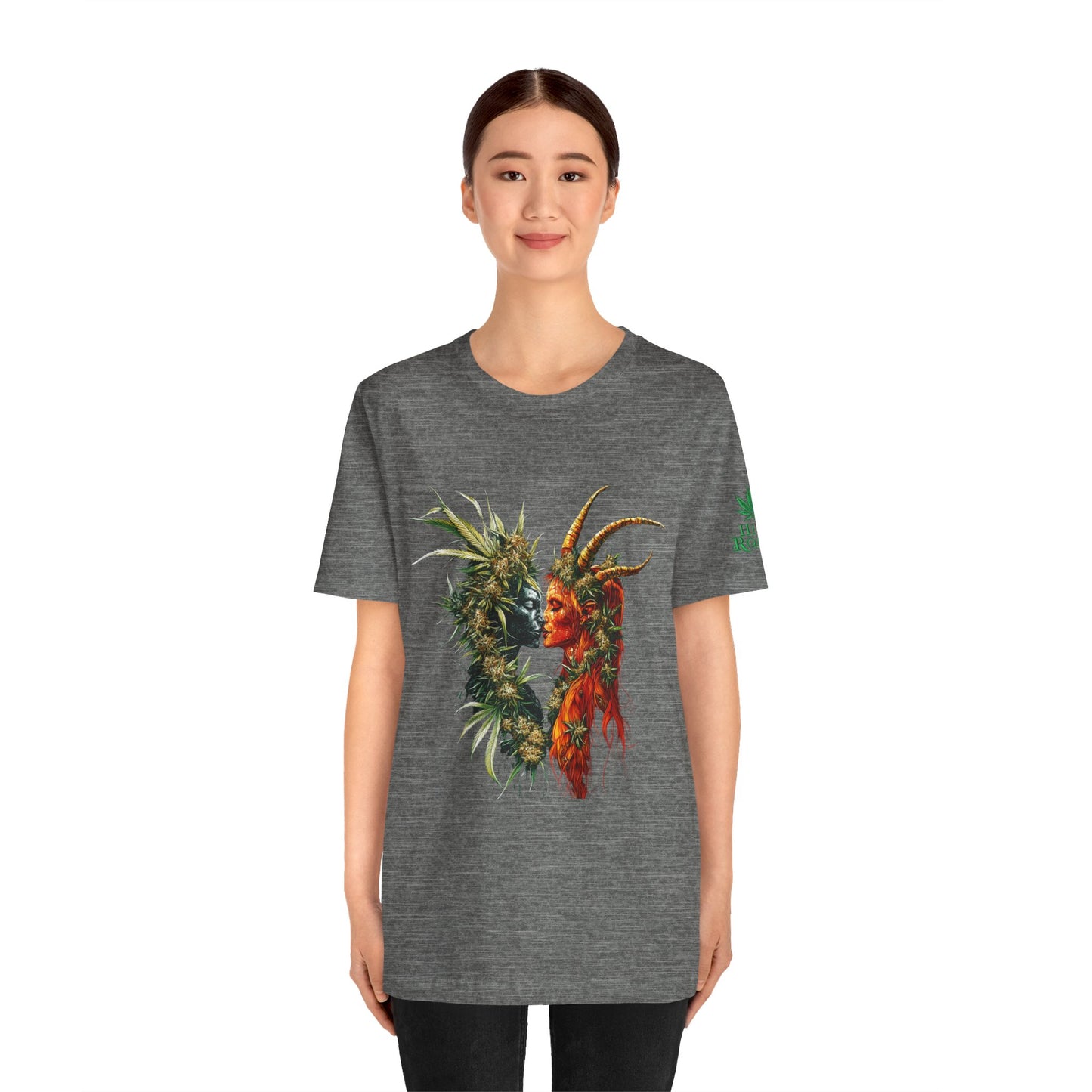 Cannabis Art Dual Face T-Shirt - Premium Unisex Cotton Tee