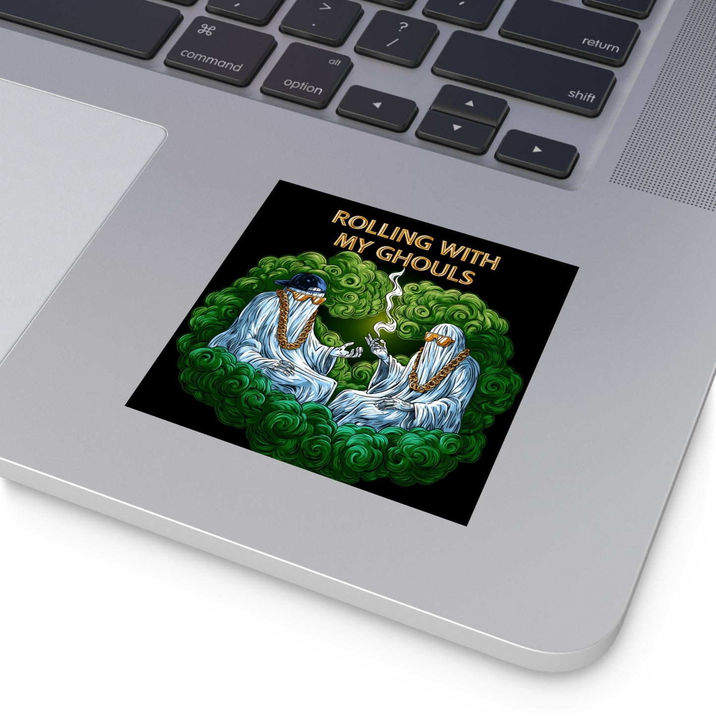 Rolling With My Ghouls Halloween Sticker - Premium Ghost Squad HIGH ROLLER Cannabis Session 420 Vinyl Decal