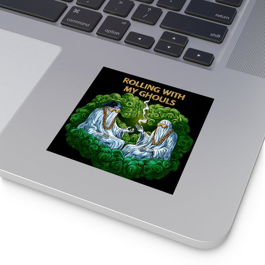 Rolling With My Ghouls Halloween Sticker - Premium Ghost Squad HIGH ROLLER Cannabis Session 420 Vinyl Decal