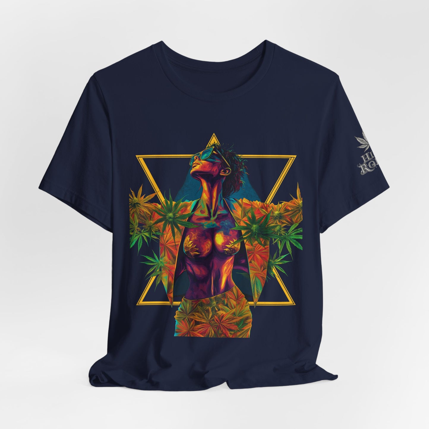 Sacred Geometry Cannabis Goddess Tee - Psychedelic Beauty Art Design | High Roller
