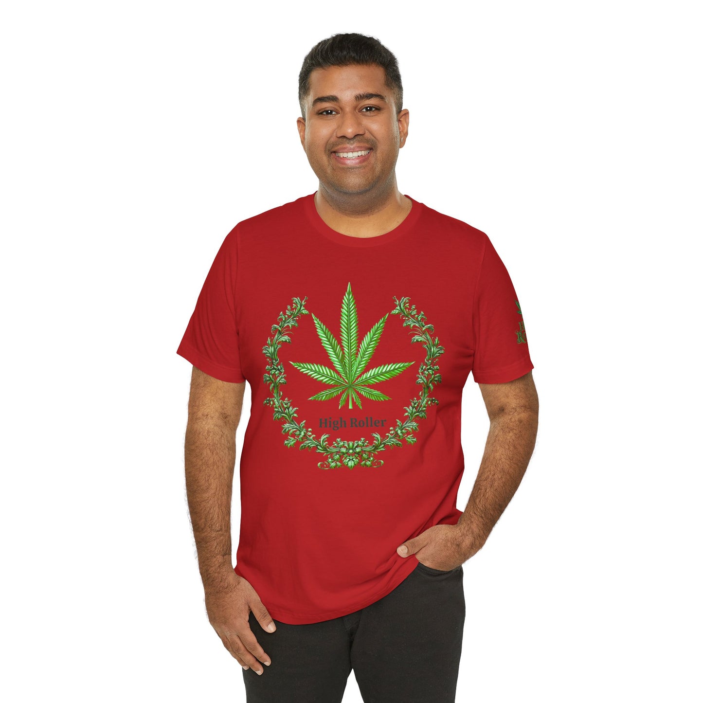 Cannabis Crest Wreath Tee - Botanical Elegance Art Design | High Roller
