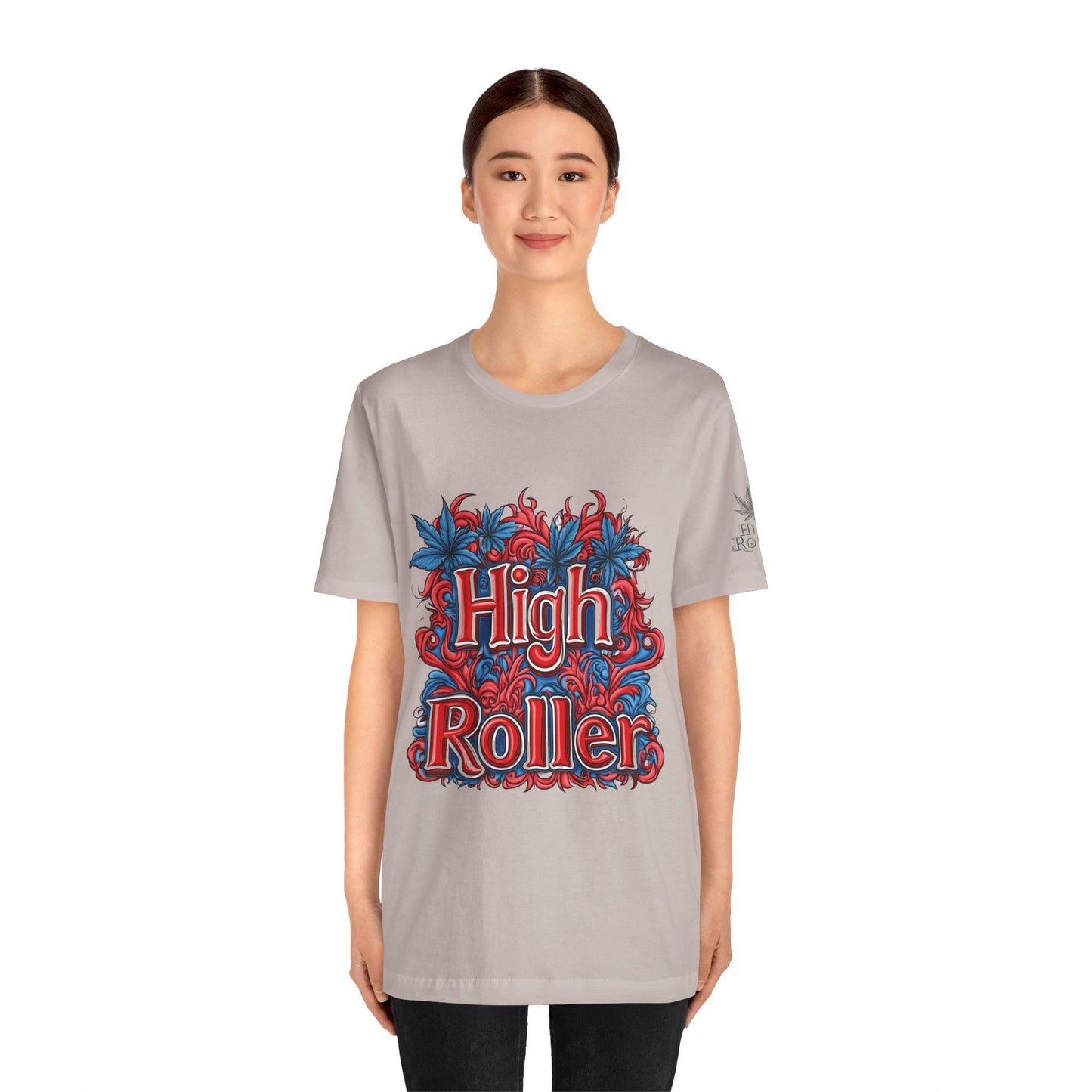 High Roller Ornate Logo Tee - Cannabis Typography Art Design | High Roller