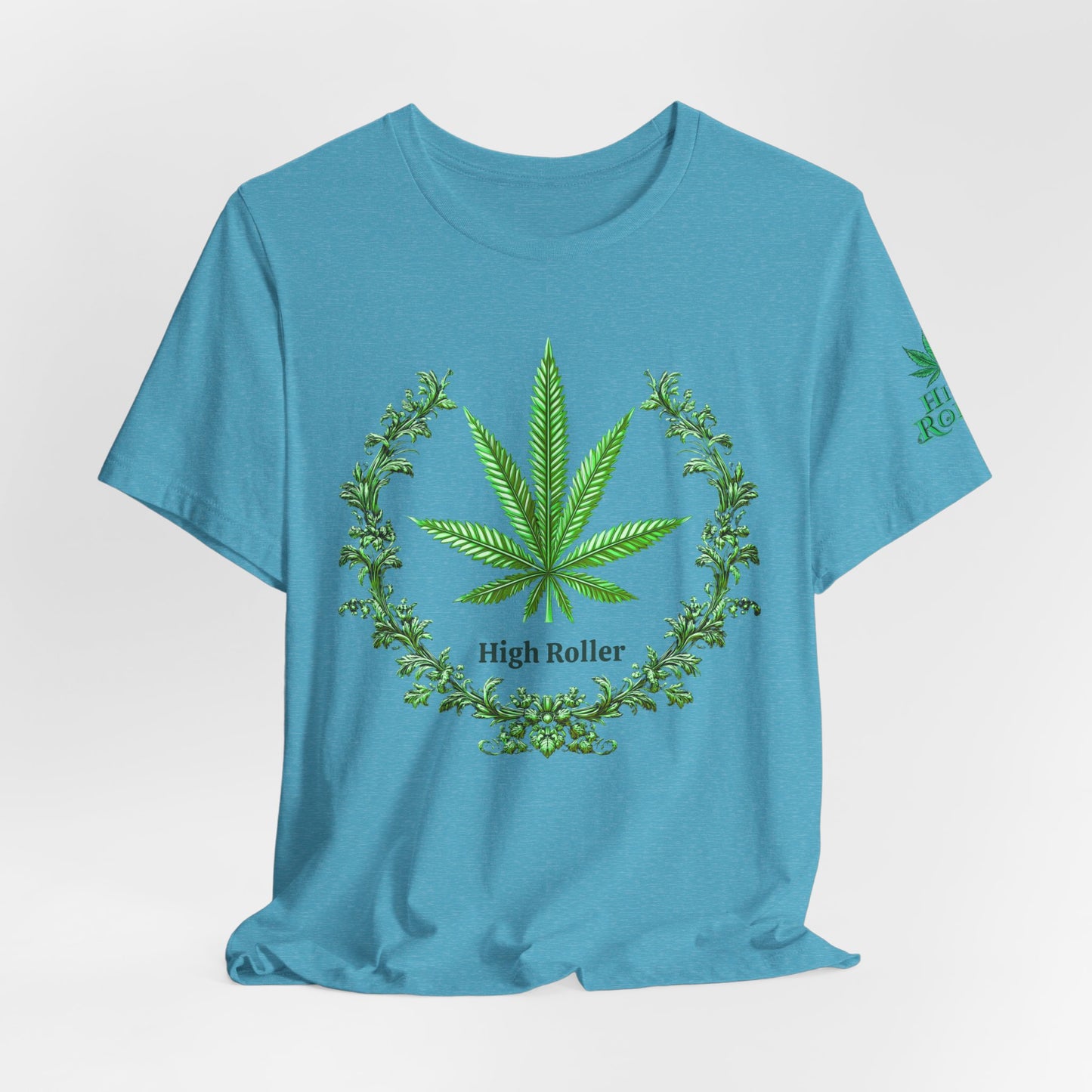 Cannabis Crest Wreath Tee - Botanical Elegance Art Design | High Roller