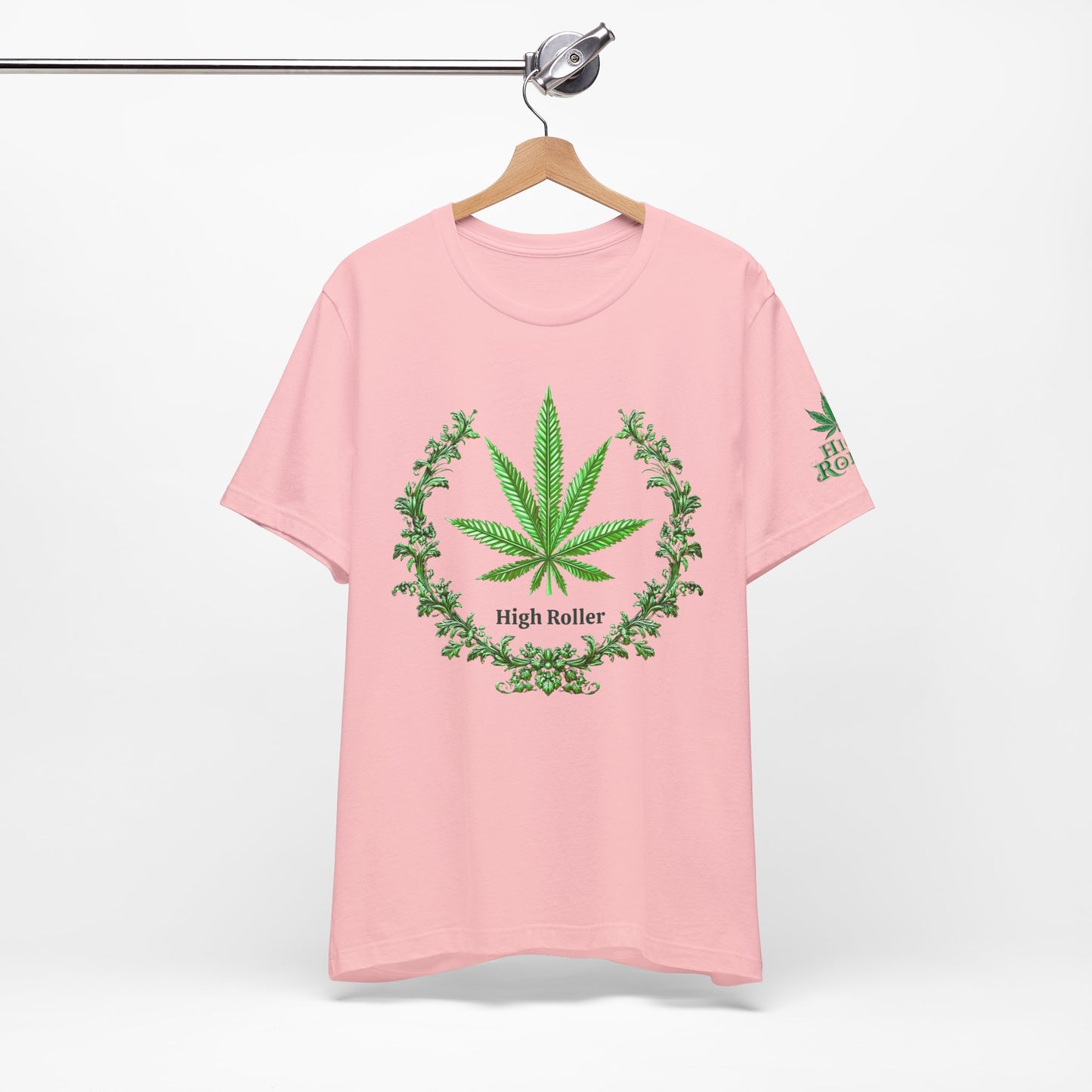 Cannabis Crest Wreath Tee - Botanical Elegance Art Design | High Roller