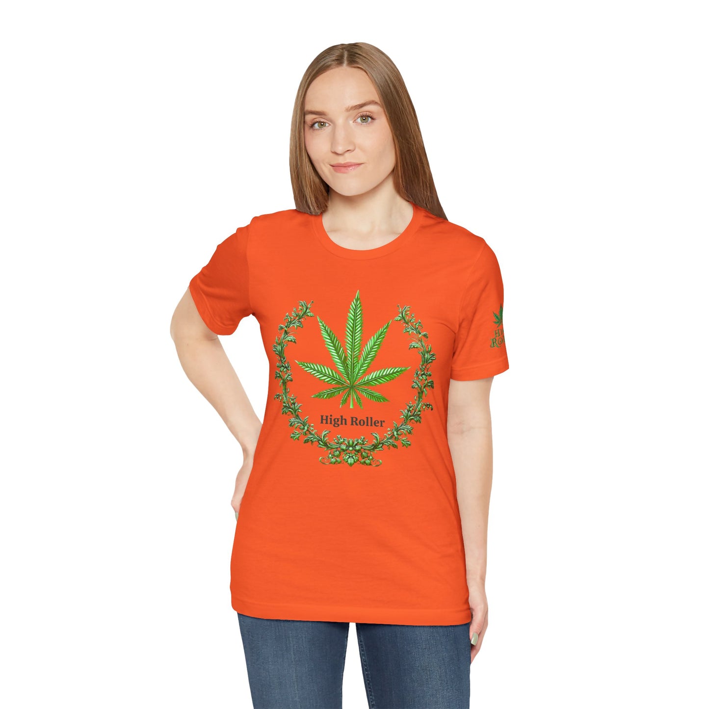 Cannabis Crest Wreath Tee - Botanical Elegance Art Design | High Roller