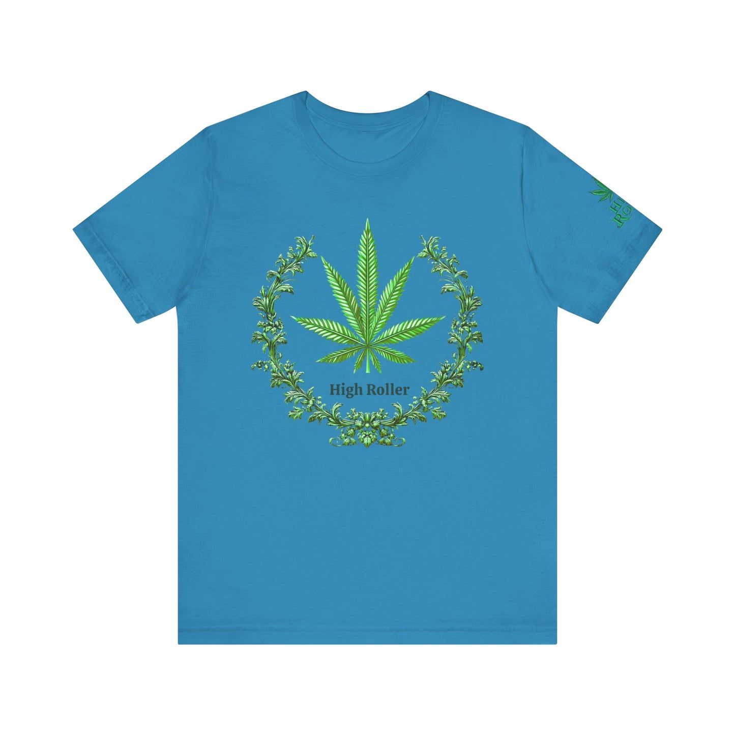 Cannabis Crest Wreath Tee - Botanical Elegance Art Design | High Roller