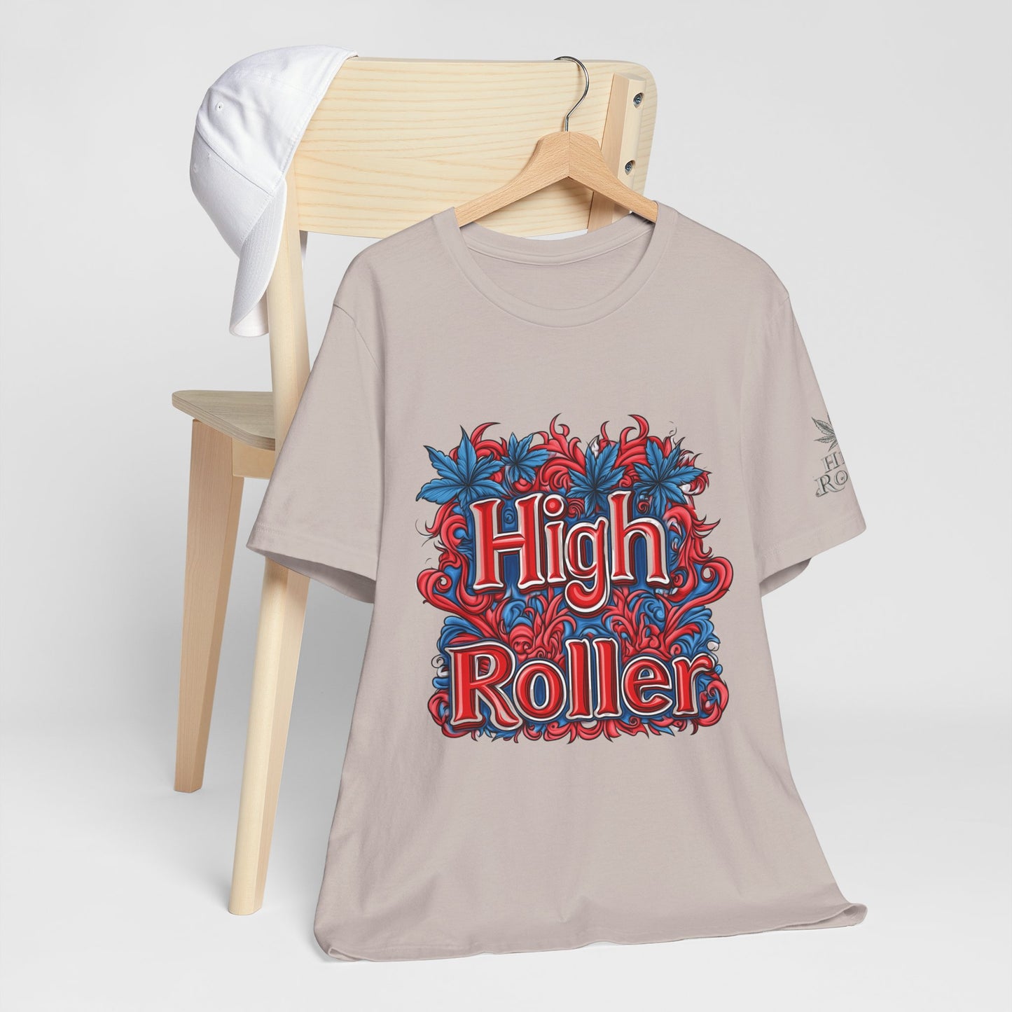 High Roller Ornate Logo Tee - Cannabis Typography Art Design | High Roller