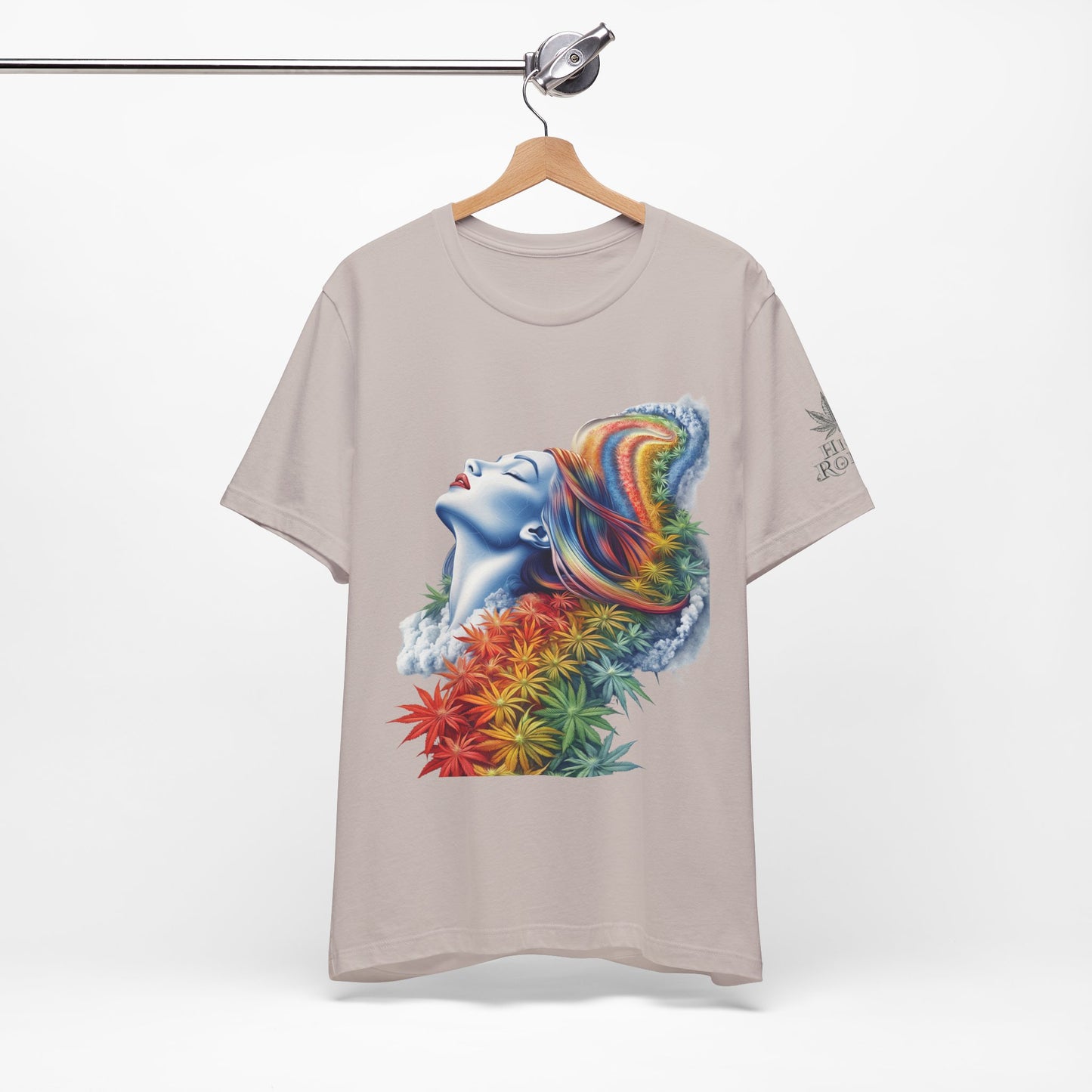 Rainbow Cannabis Goddess Tee - Ethereal Beauty Art Design | High Roller