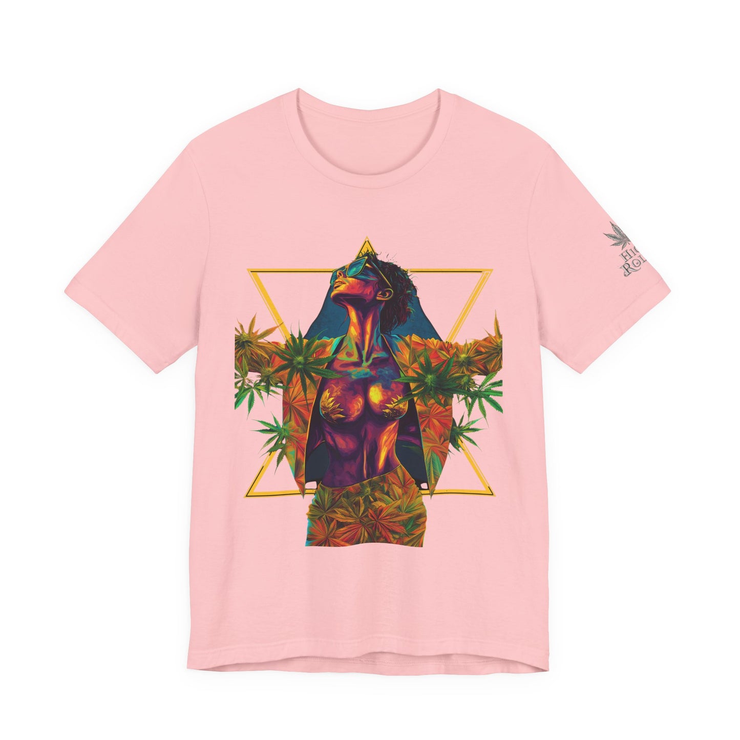 Sacred Geometry Cannabis Goddess Tee - Psychedelic Beauty Art Design | High Roller