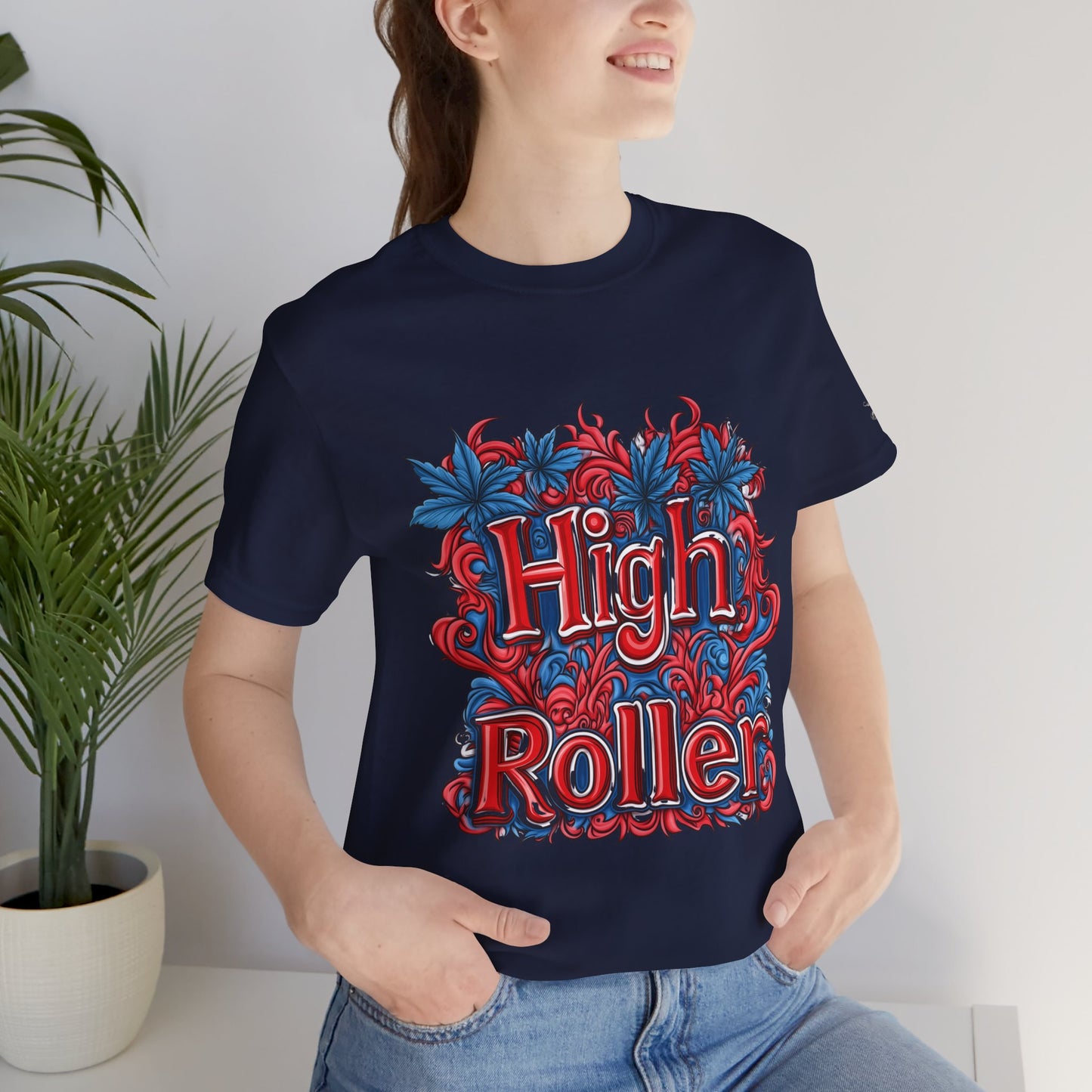 High Roller Ornate Logo Tee - Cannabis Typography Art Design | High Roller