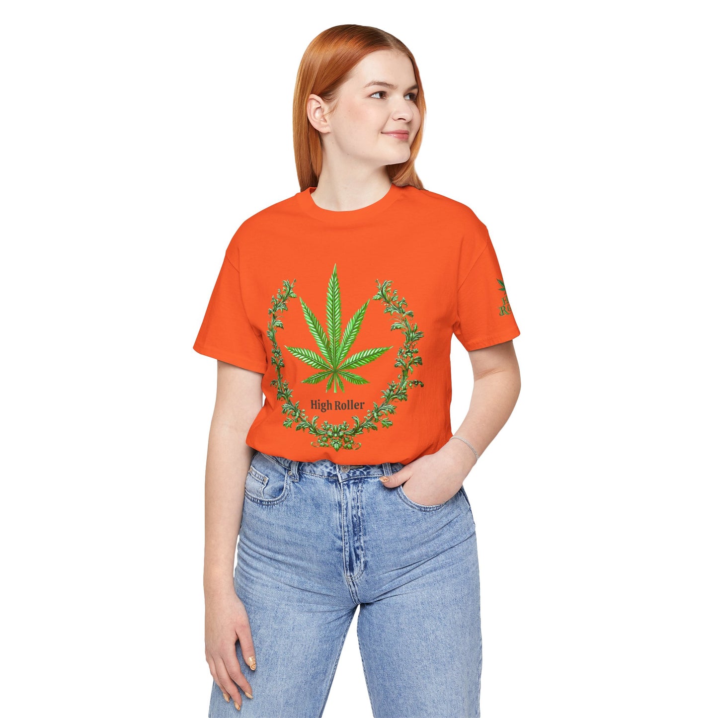 Cannabis Crest Wreath Tee - Botanical Elegance Art Design | High Roller