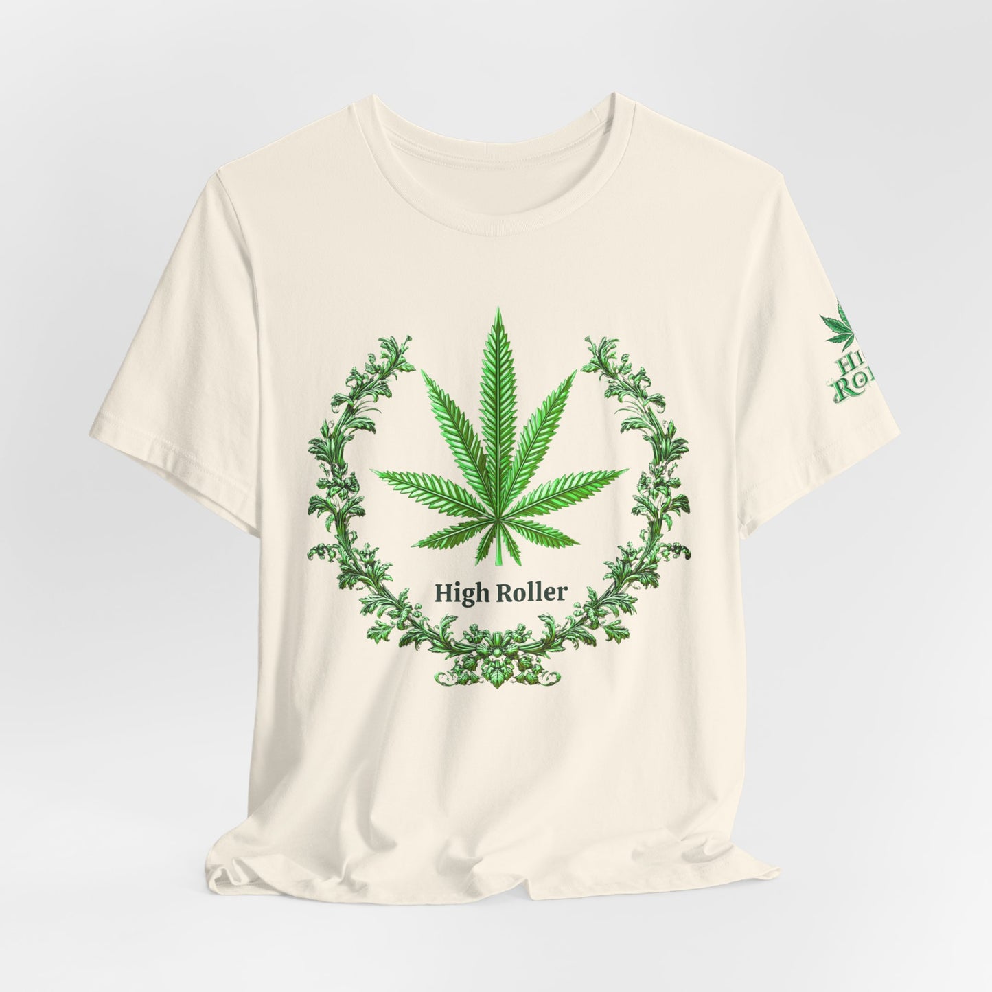 Cannabis Crest Wreath Tee - Botanical Elegance Art Design | High Roller