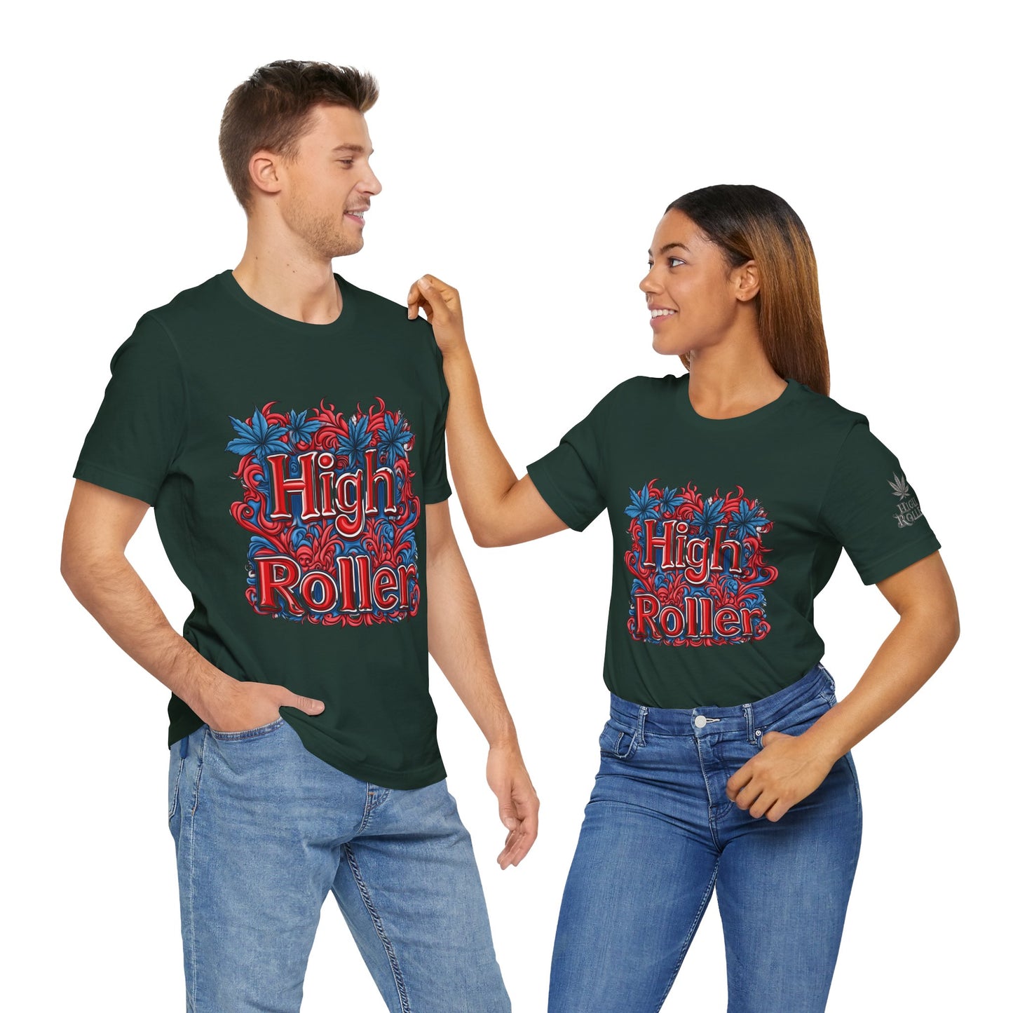 High Roller Ornate Logo Tee - Cannabis Typography Art Design | High Roller