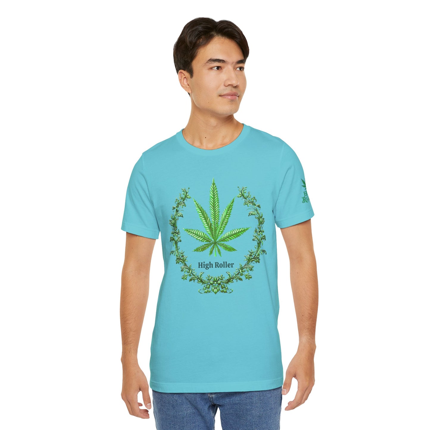 Cannabis Crest Wreath Tee - Botanical Elegance Art Design | High Roller