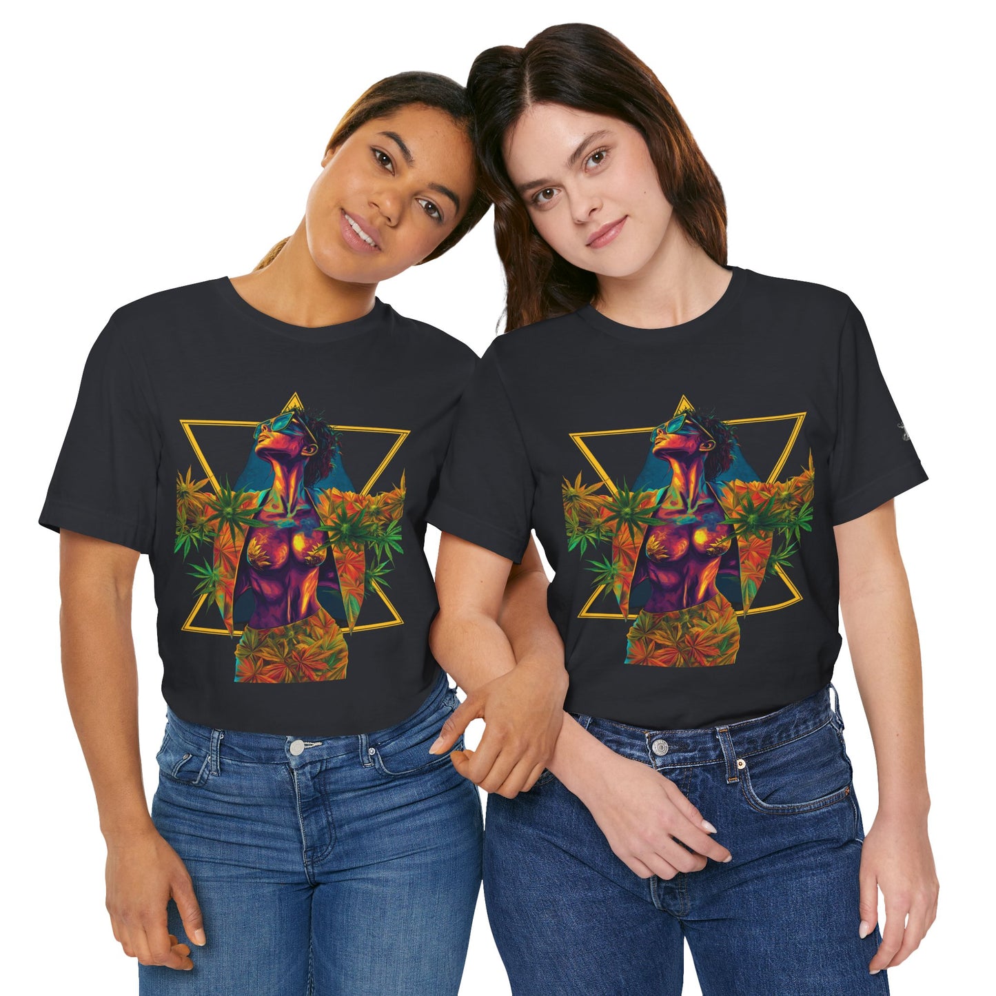 Sacred Geometry Cannabis Goddess Tee - Psychedelic Beauty Art Design | High Roller