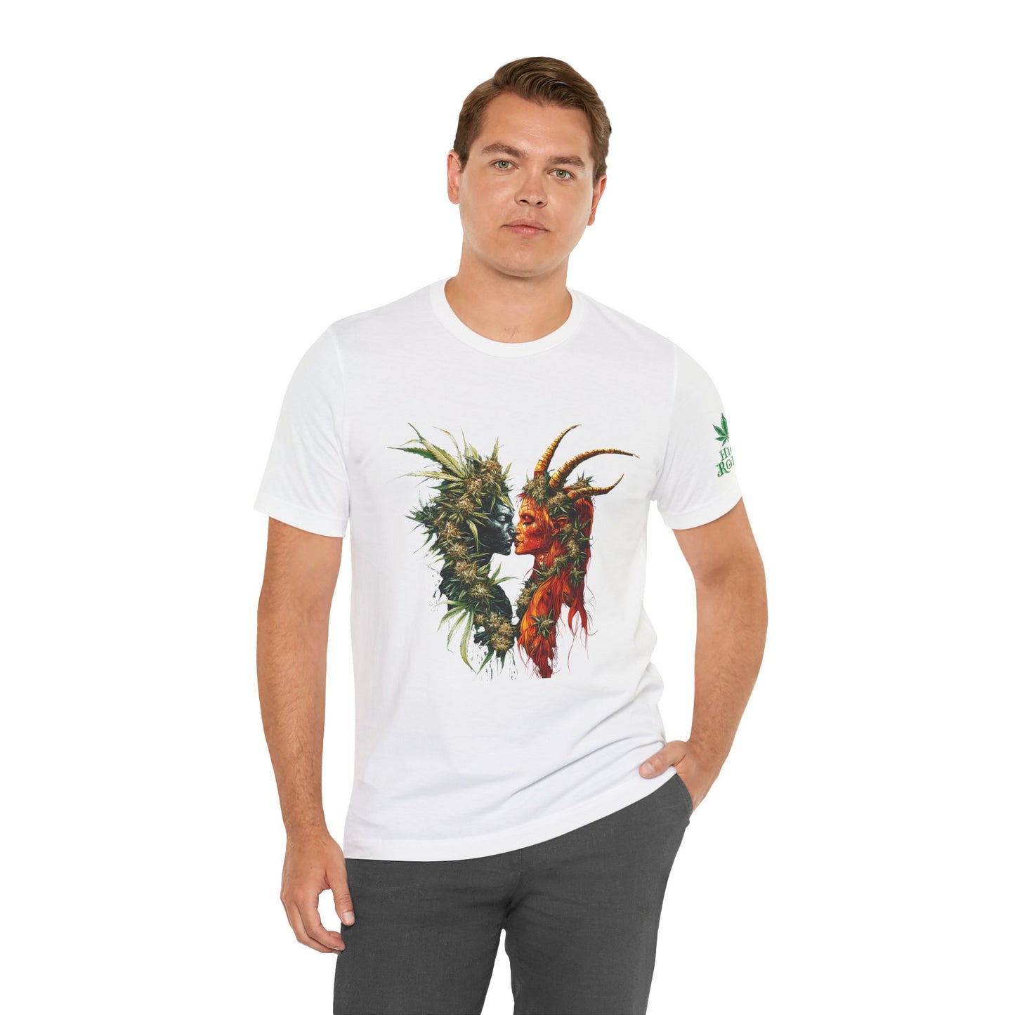 Cannabis Art Dual Face T-Shirt - Premium Unisex Cotton Tee
