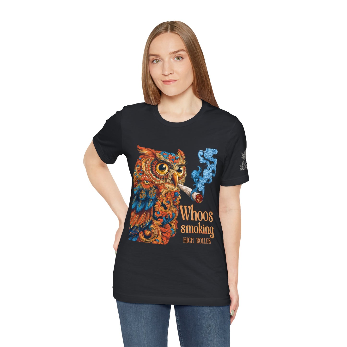 Whoos Smoking Owl Tee - Wise Cannabis Art Design | High Roller