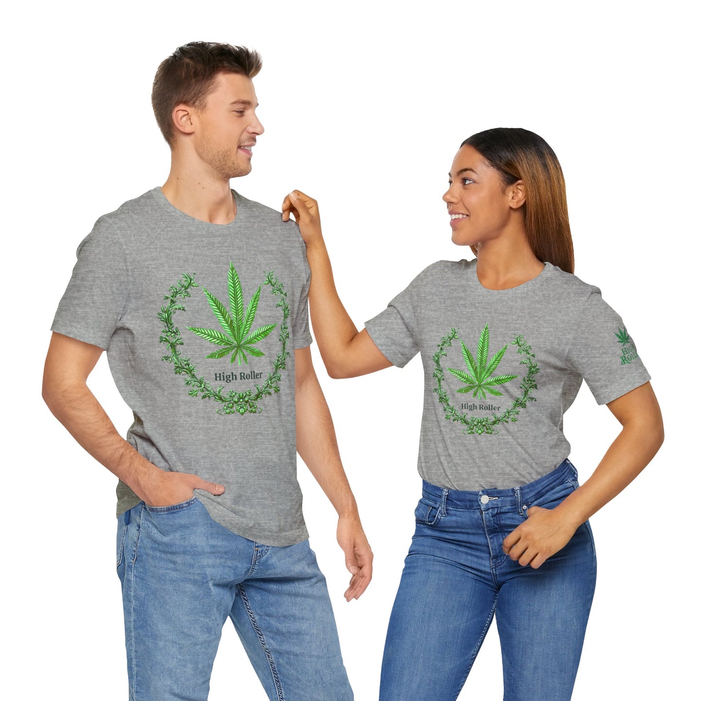 Cannabis Crest Wreath Tee - Botanical Elegance Art Design | High Roller