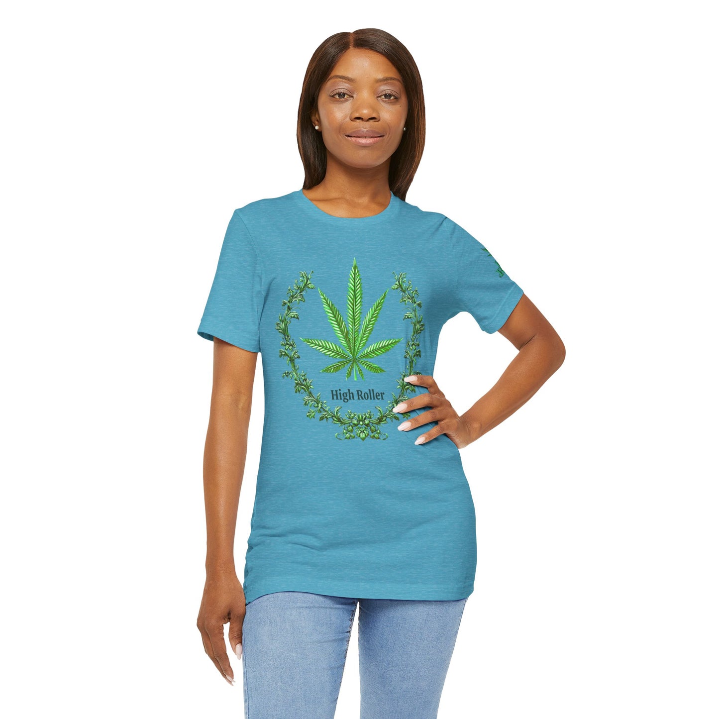Cannabis Crest Wreath Tee - Botanical Elegance Art Design | High Roller