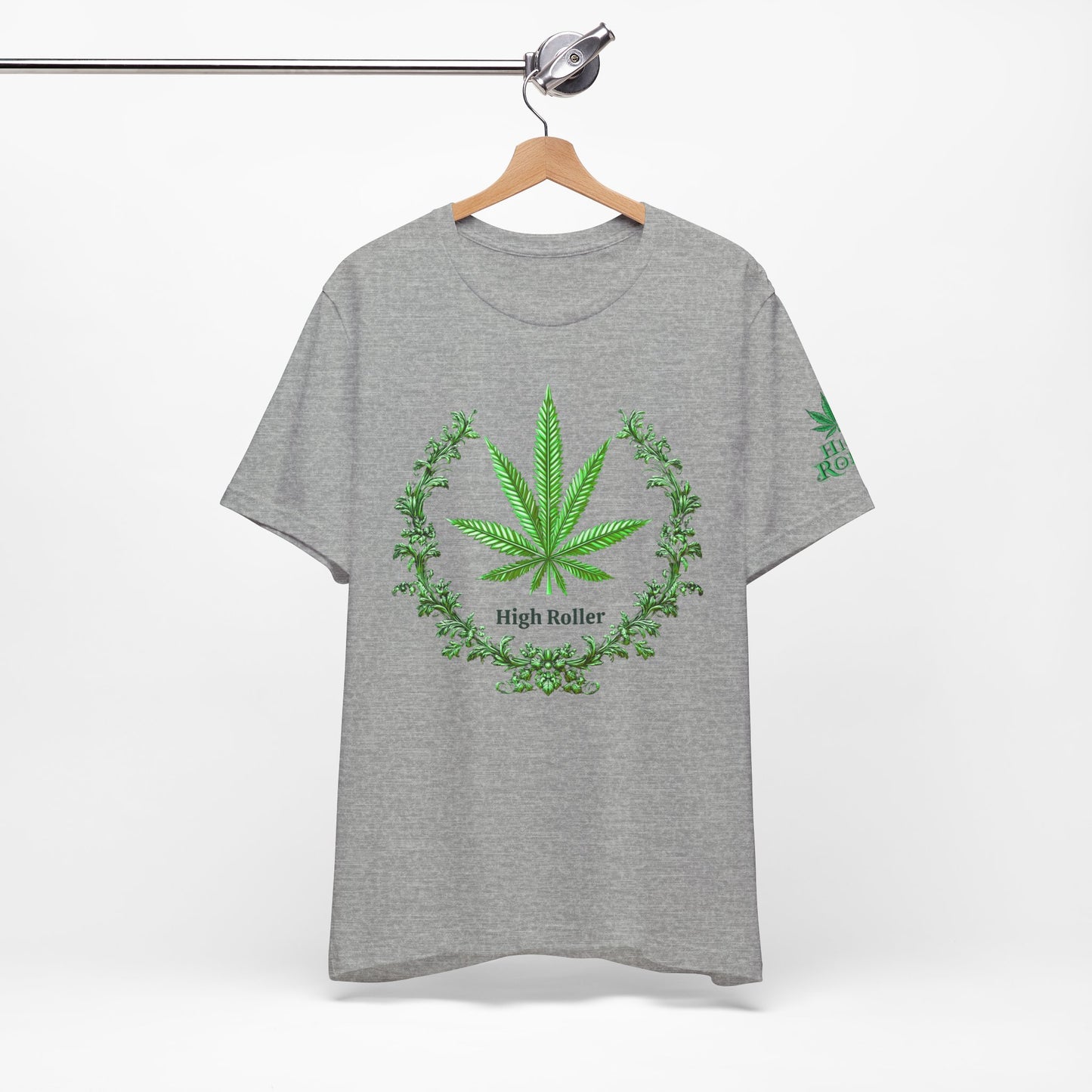 Cannabis Crest Wreath Tee - Botanical Elegance Art Design | High Roller