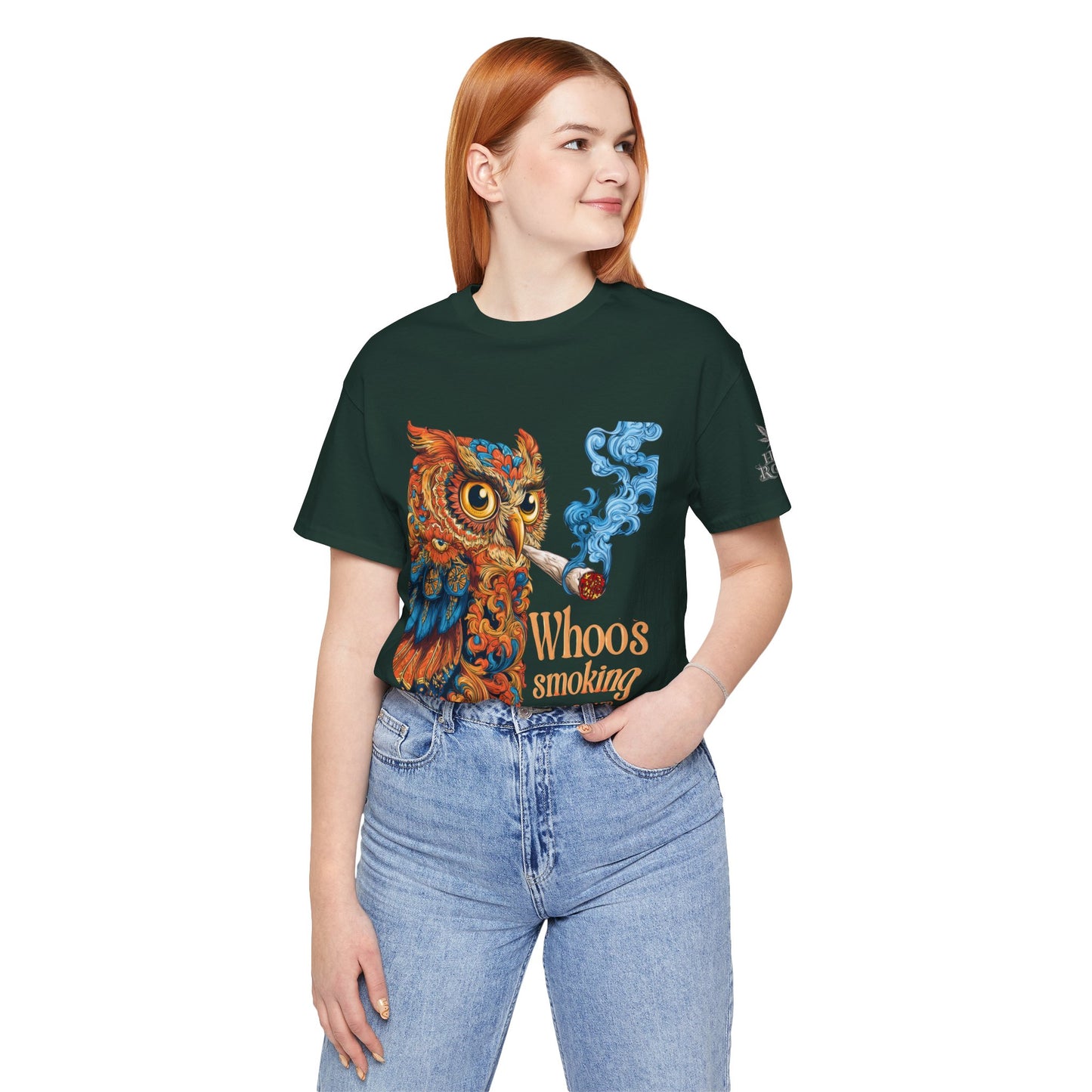 Whoos Smoking Owl Tee - Wise Cannabis Art Design | High Roller