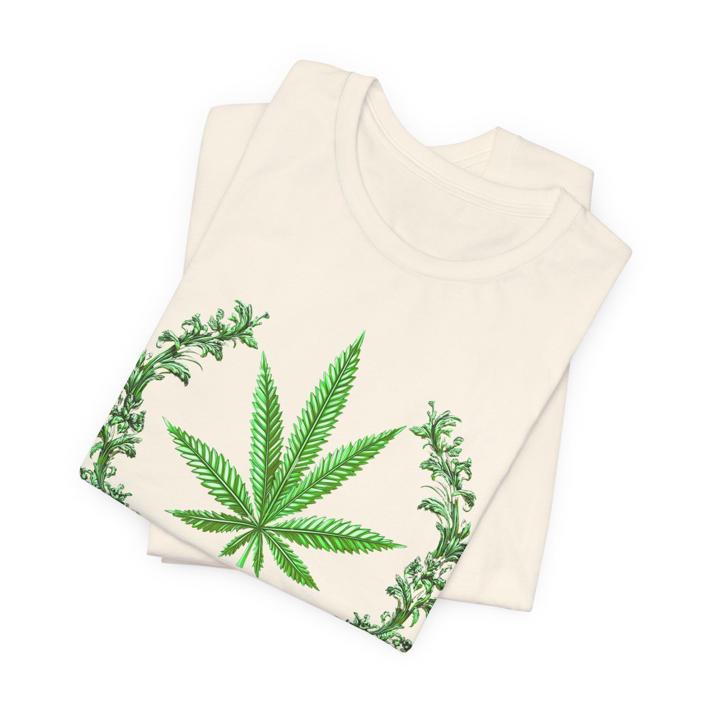Cannabis Crest Wreath Tee - Botanical Elegance Art Design | High Roller
