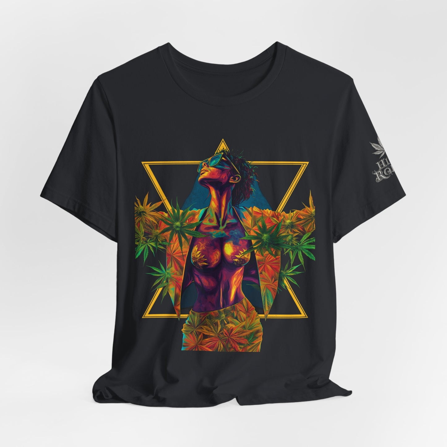 Sacred Geometry Cannabis Goddess Tee - Psychedelic Beauty Art Design | High Roller