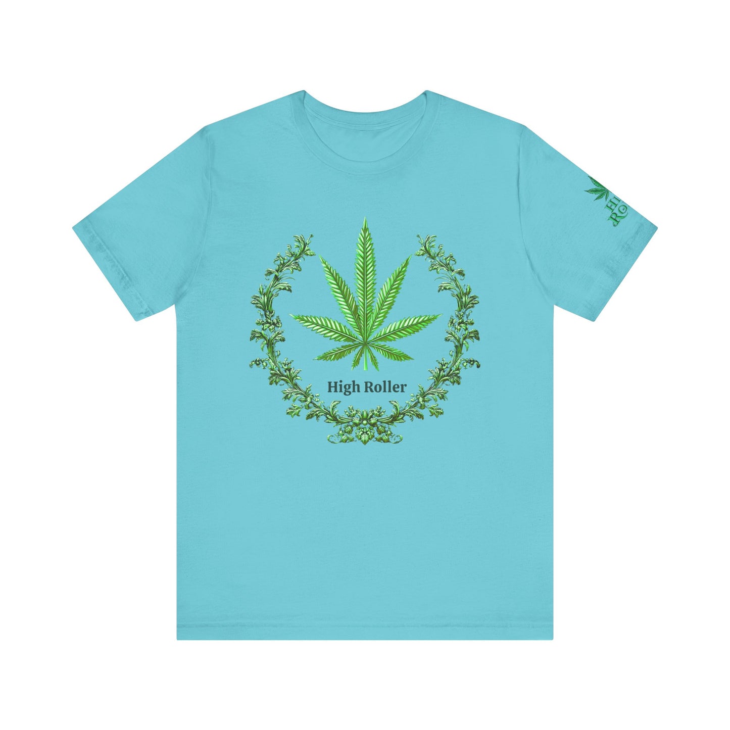 Cannabis Crest Wreath Tee - Botanical Elegance Art Design | High Roller