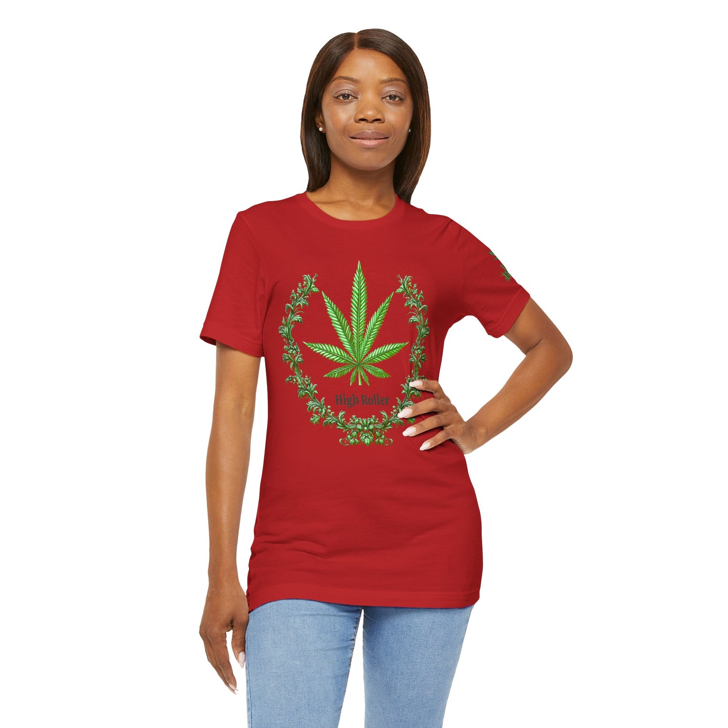 Cannabis Crest Wreath Tee - Botanical Elegance Art Design | High Roller
