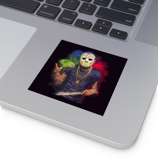 Jason HIGH ROLLER Halloween Cannabis Mask Sticker - Premium Friday 13th Tattooed Slasher 420 Vinyl Decal