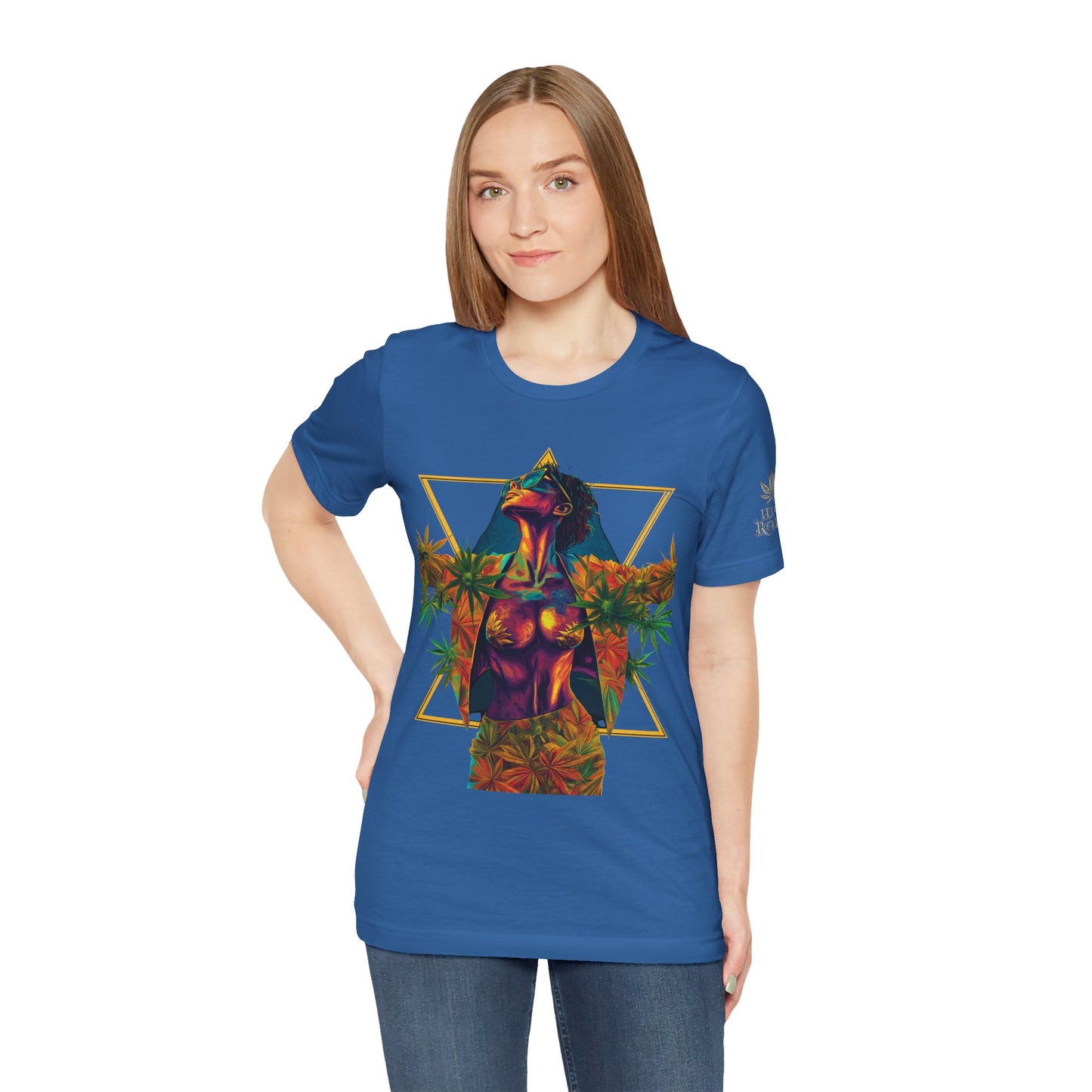 Sacred Geometry Cannabis Goddess Tee - Psychedelic Beauty Art Design | High Roller
