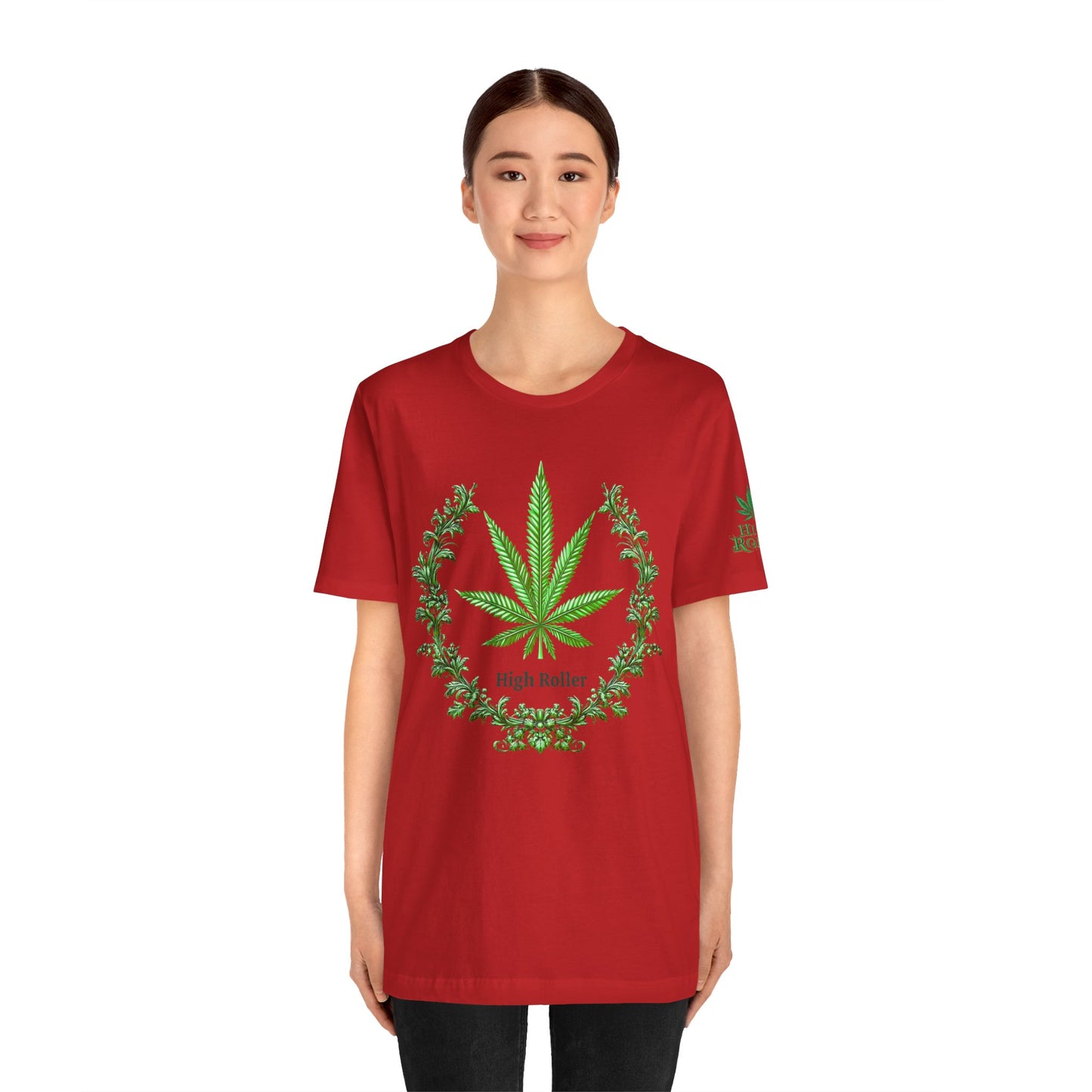 Cannabis Crest Wreath Tee - Botanical Elegance Art Design | High Roller