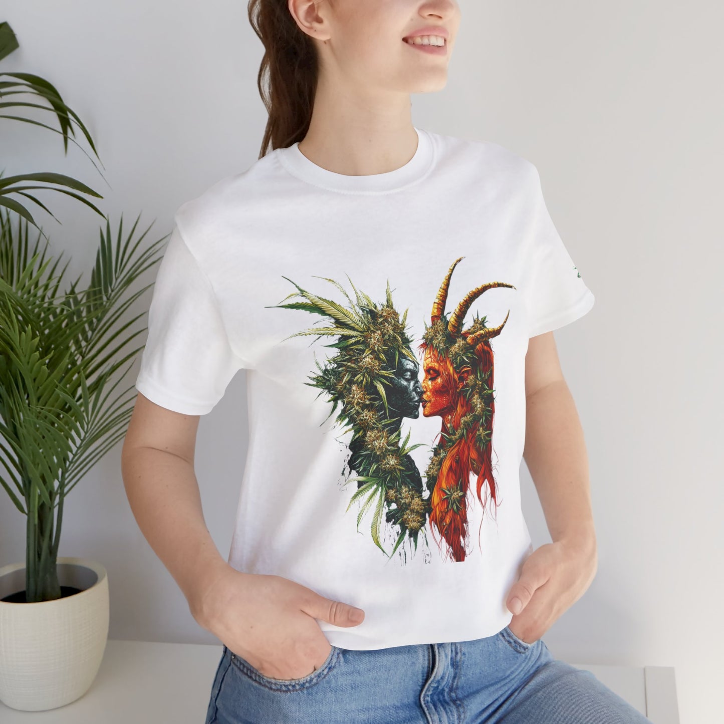 Cannabis Art Dual Face T-Shirt - Premium Unisex Cotton Tee