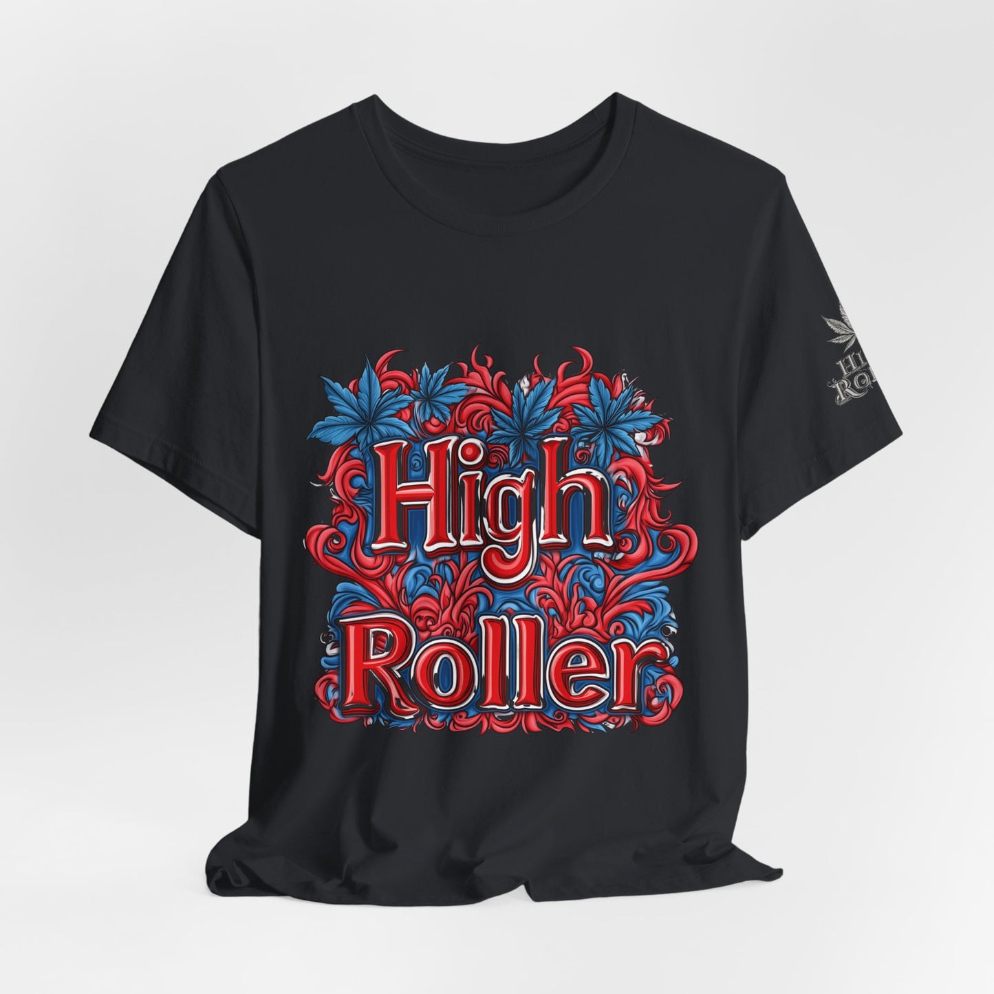 High Roller Ornate Logo Tee - Cannabis Typography Art Design | High Roller