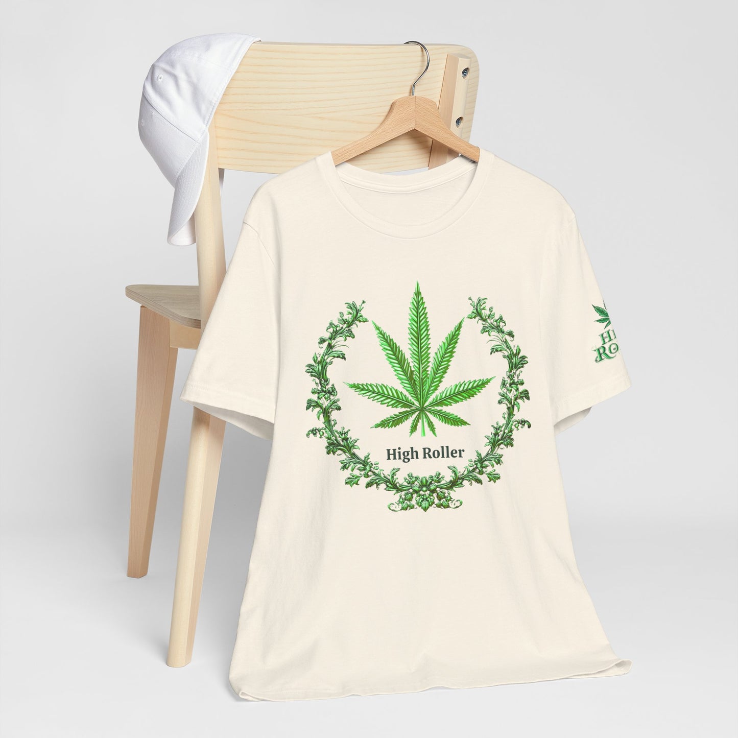 Cannabis Crest Wreath Tee - Botanical Elegance Art Design | High Roller