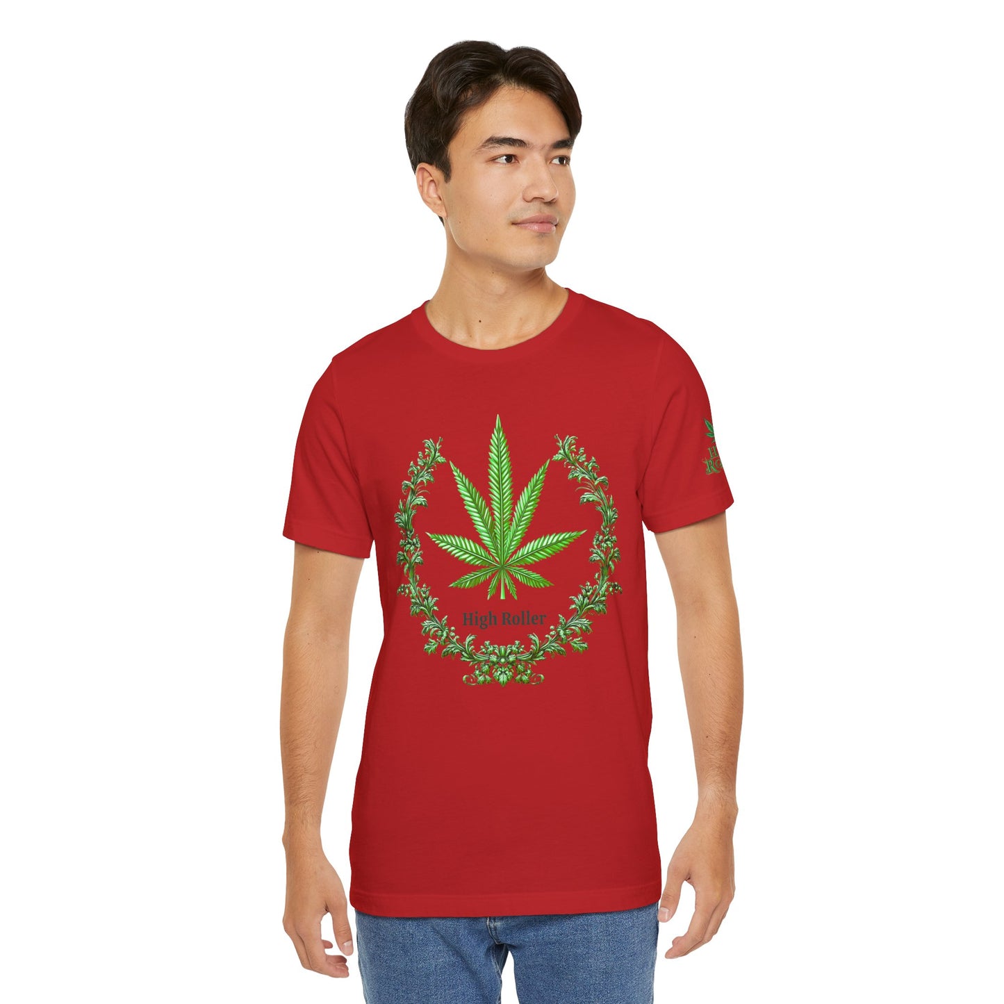 Cannabis Crest Wreath Tee - Botanical Elegance Art Design | High Roller