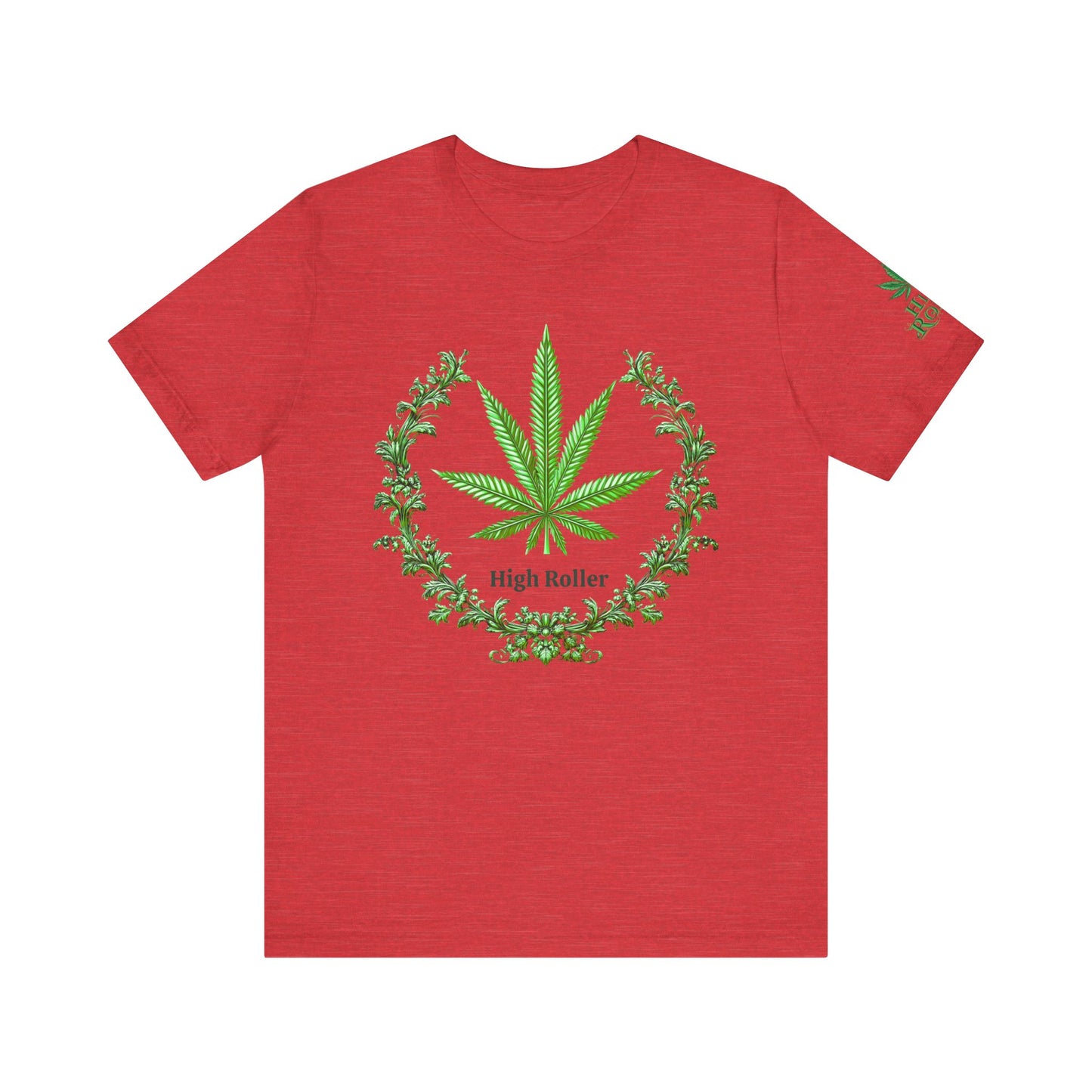 Cannabis Crest Wreath Tee - Botanical Elegance Art Design | High Roller