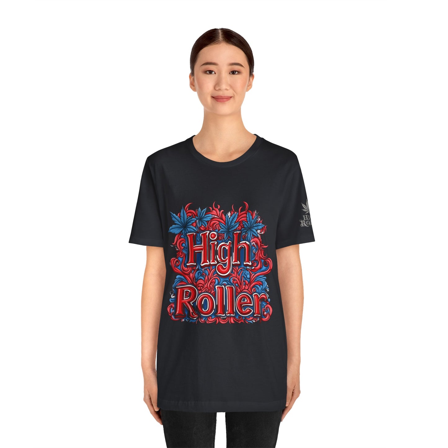 High Roller Ornate Logo Tee - Cannabis Typography Art Design | High Roller