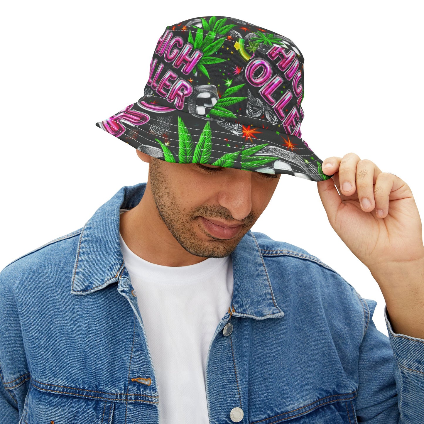 HIGH ROLLER Neon Party Bucket Hat