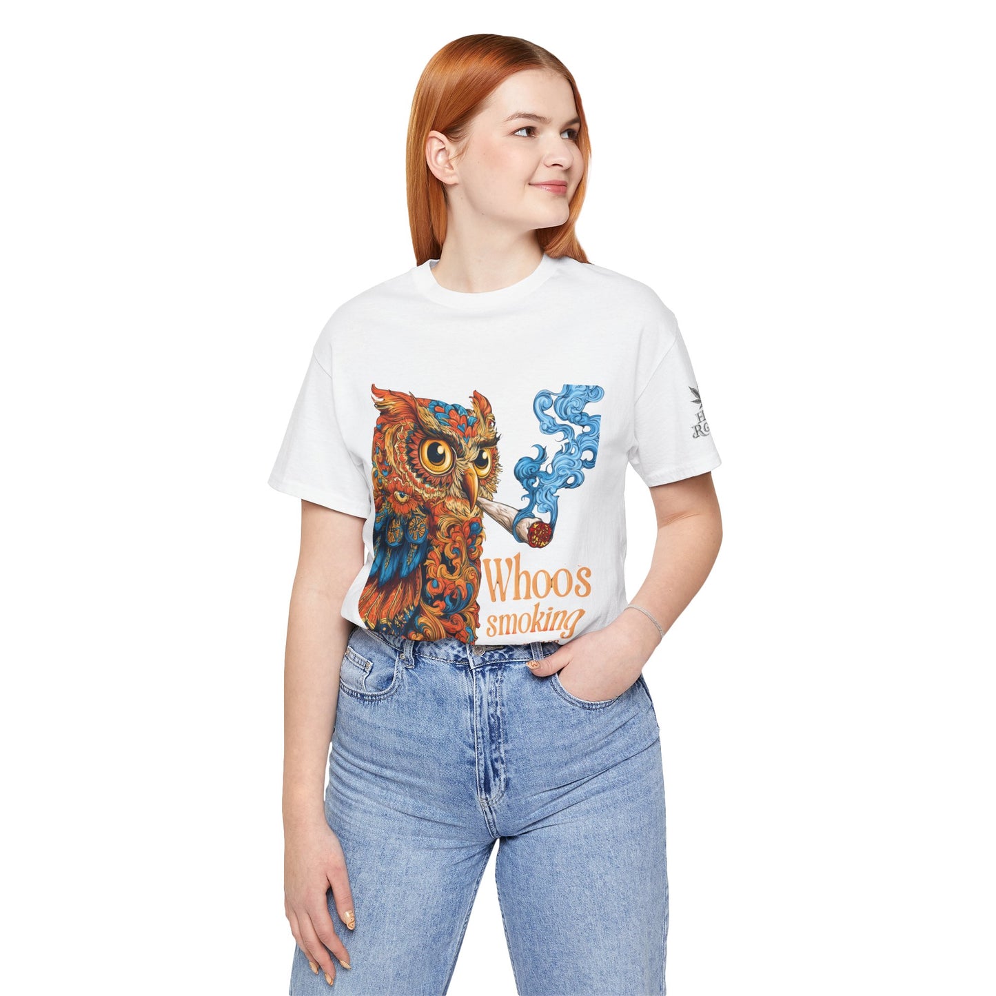 Whoos Smoking Owl Tee - Wise Cannabis Art Design | High Roller