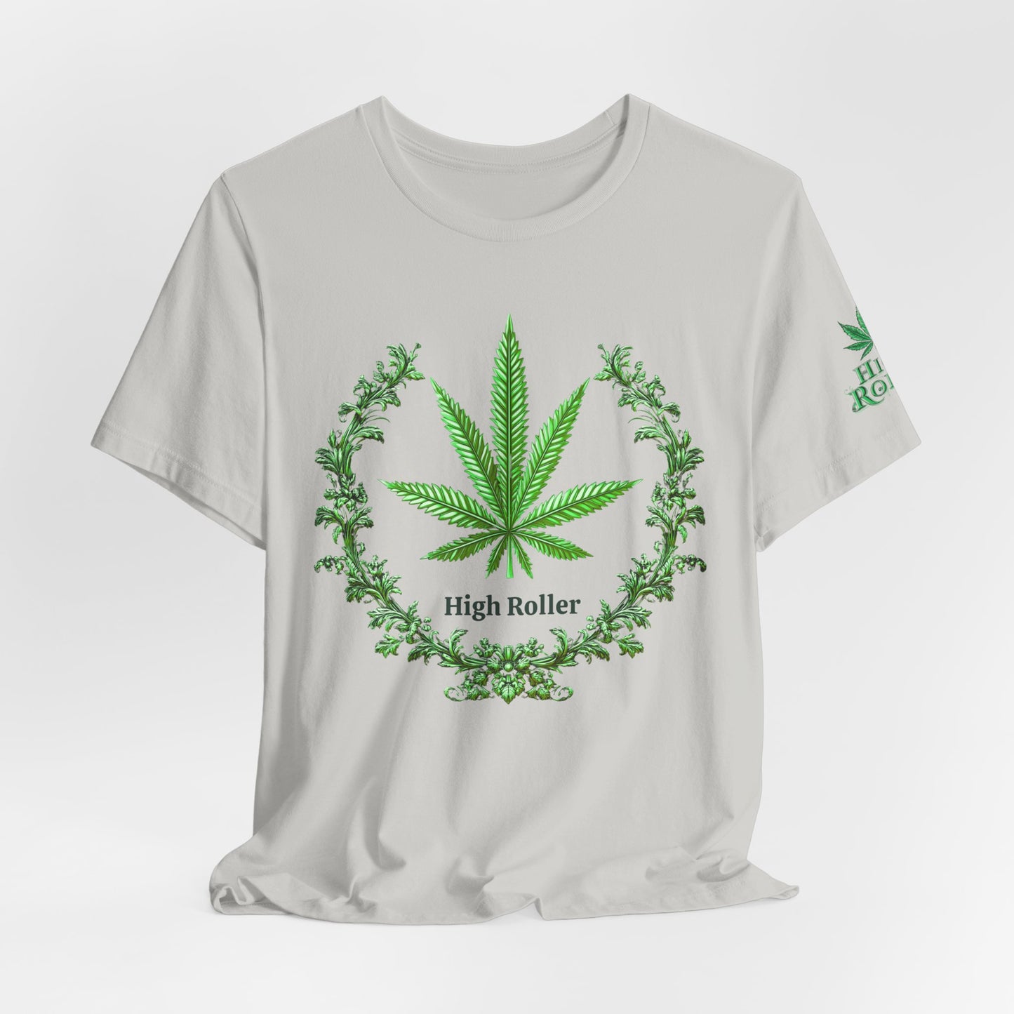Cannabis Crest Wreath Tee - Botanical Elegance Art Design | High Roller