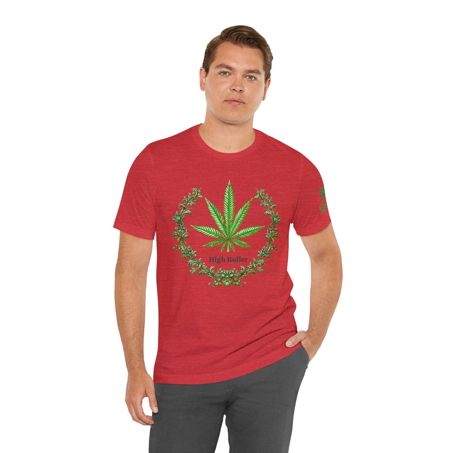 Cannabis Crest Wreath Tee - Botanical Elegance Art Design | High Roller