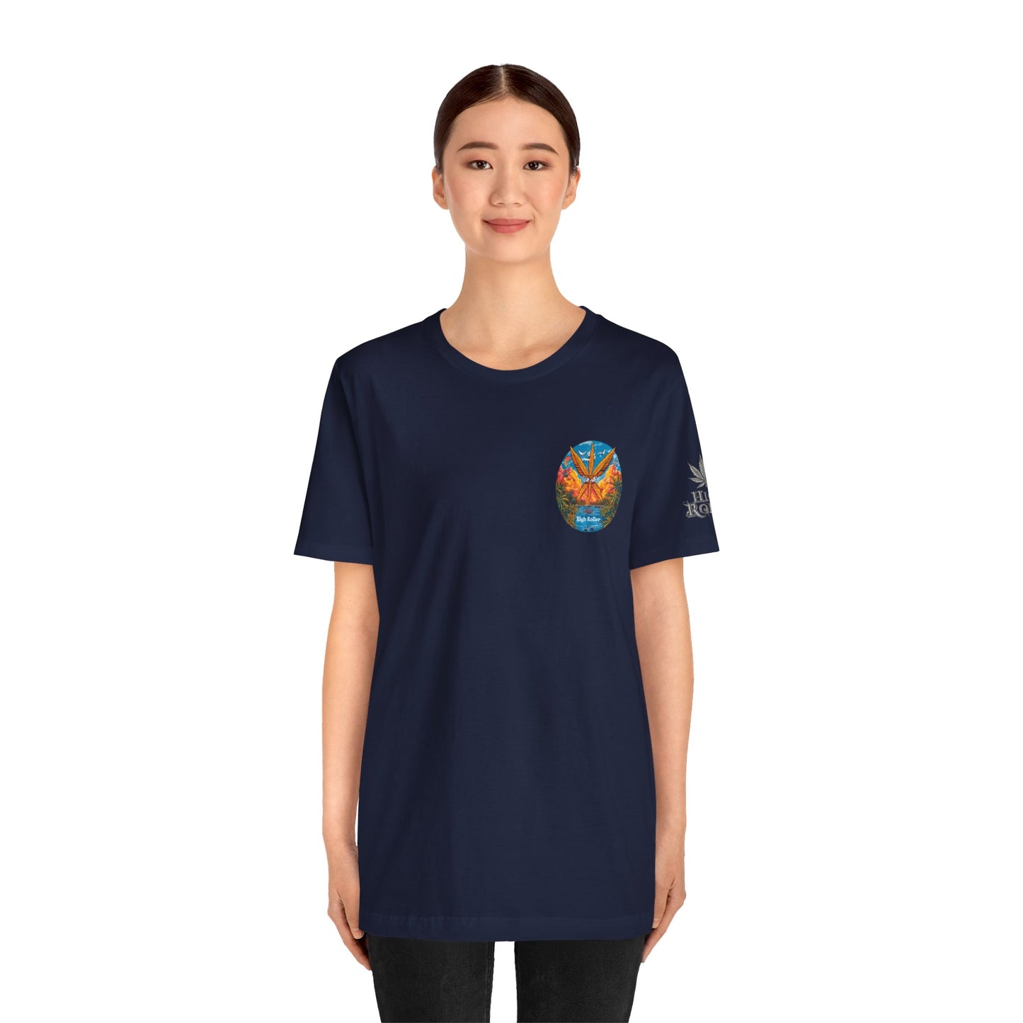 Cannabis Paradise Circle Tee - Tropical Sunset Art Design | High Roller